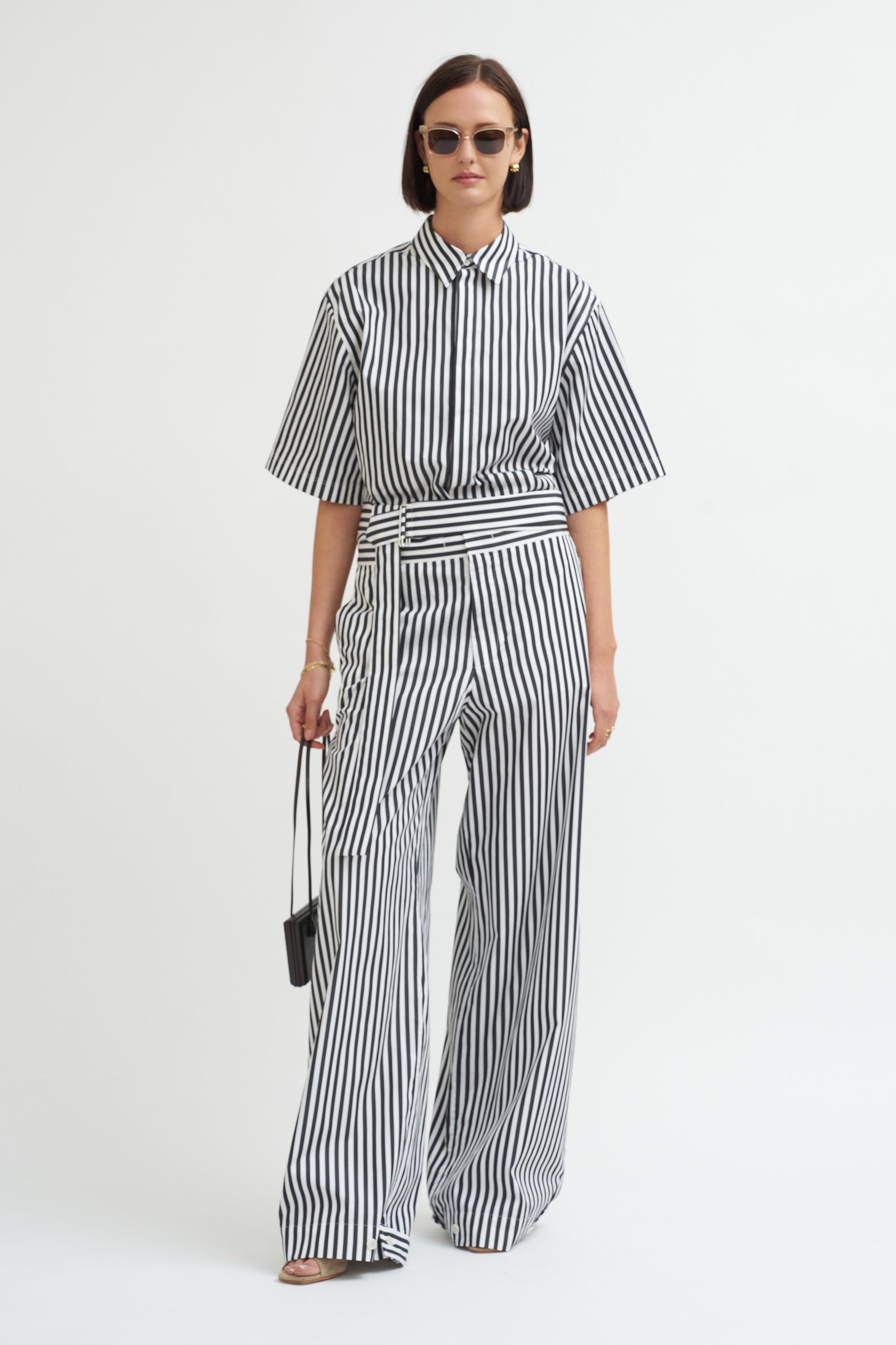 Marcella Short Sleeve Shirt, Black &amp; White