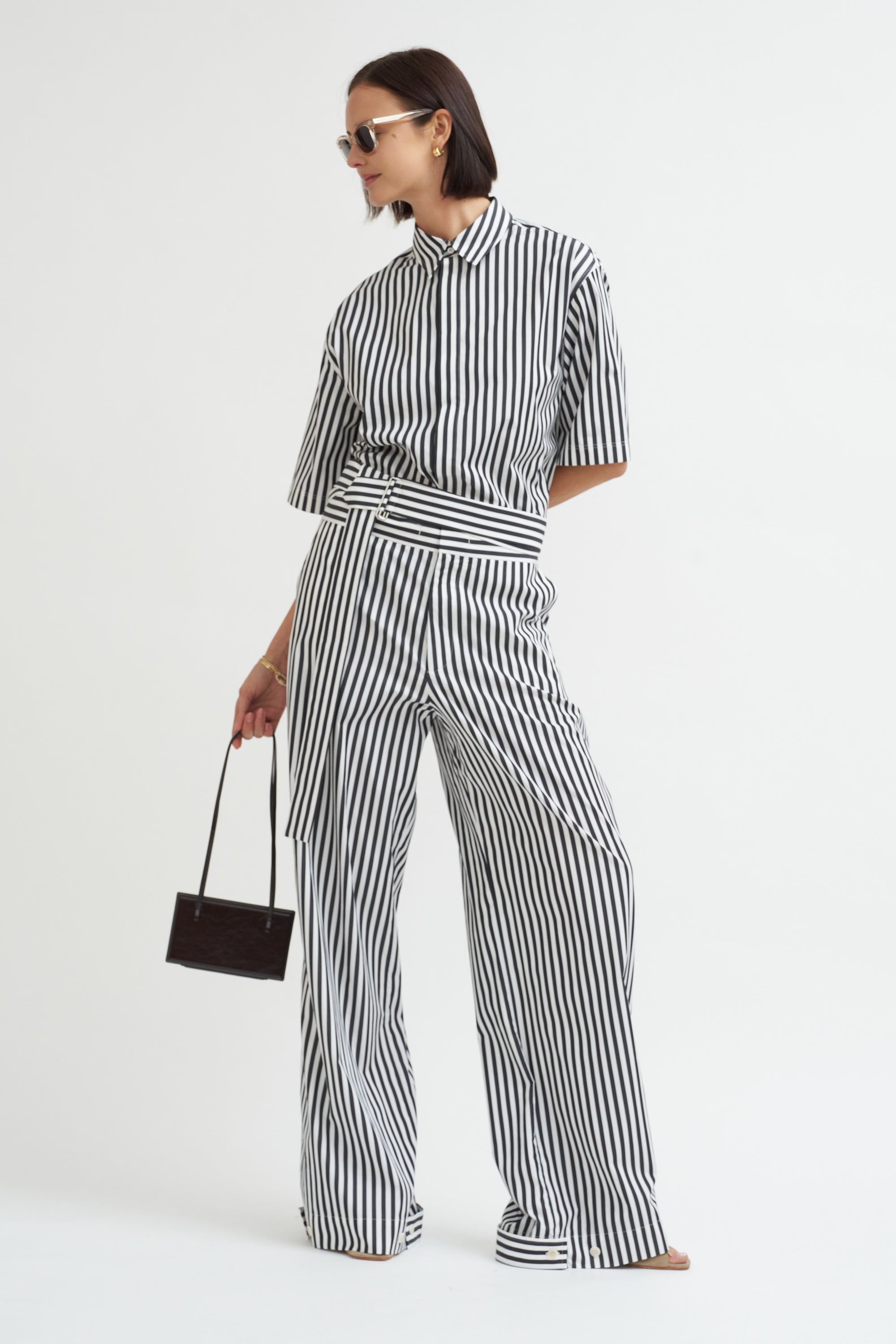 Marcella Short Sleeve Shirt, Black &amp; White