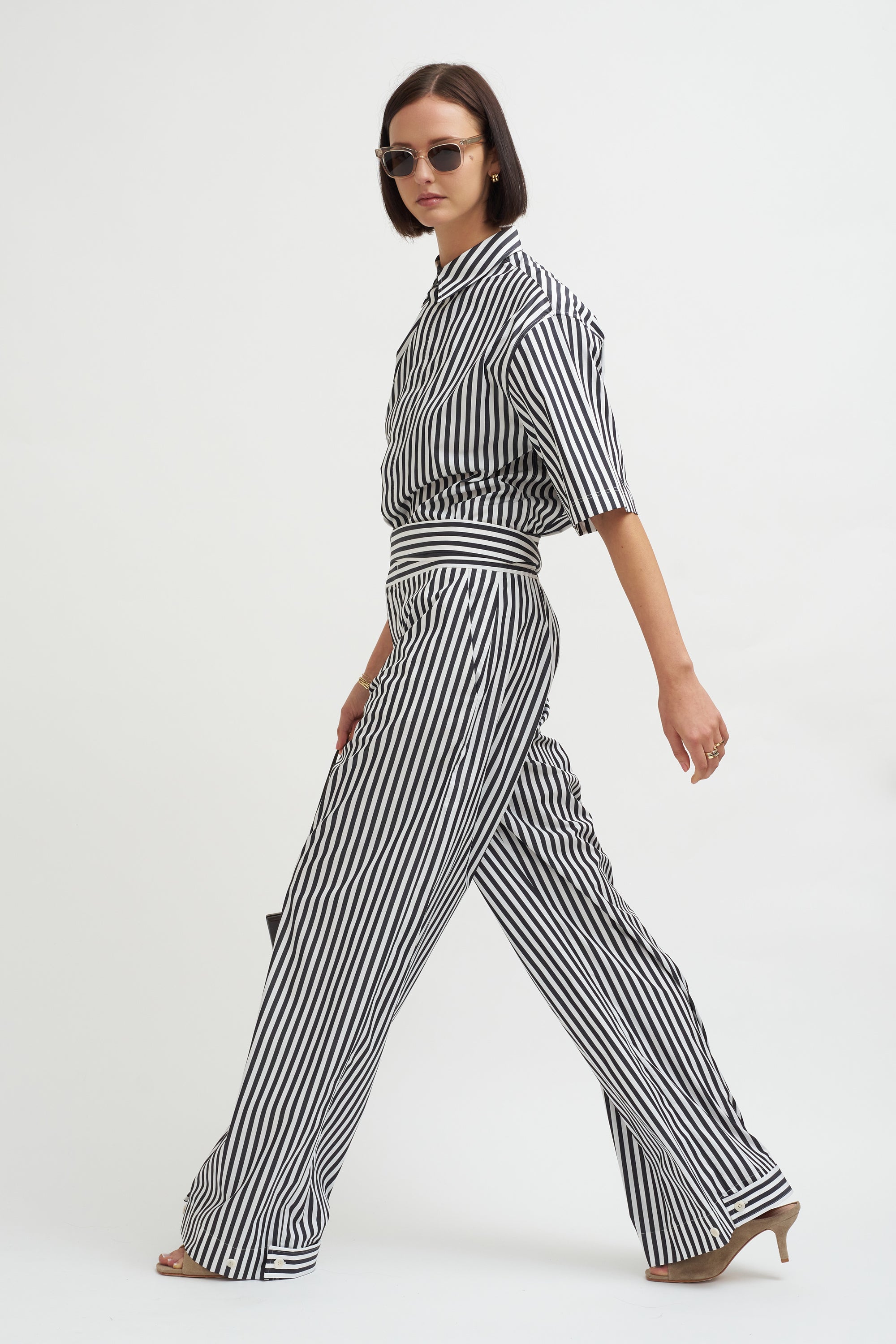 Marcella Short Sleeve Shirt, Black &amp; White