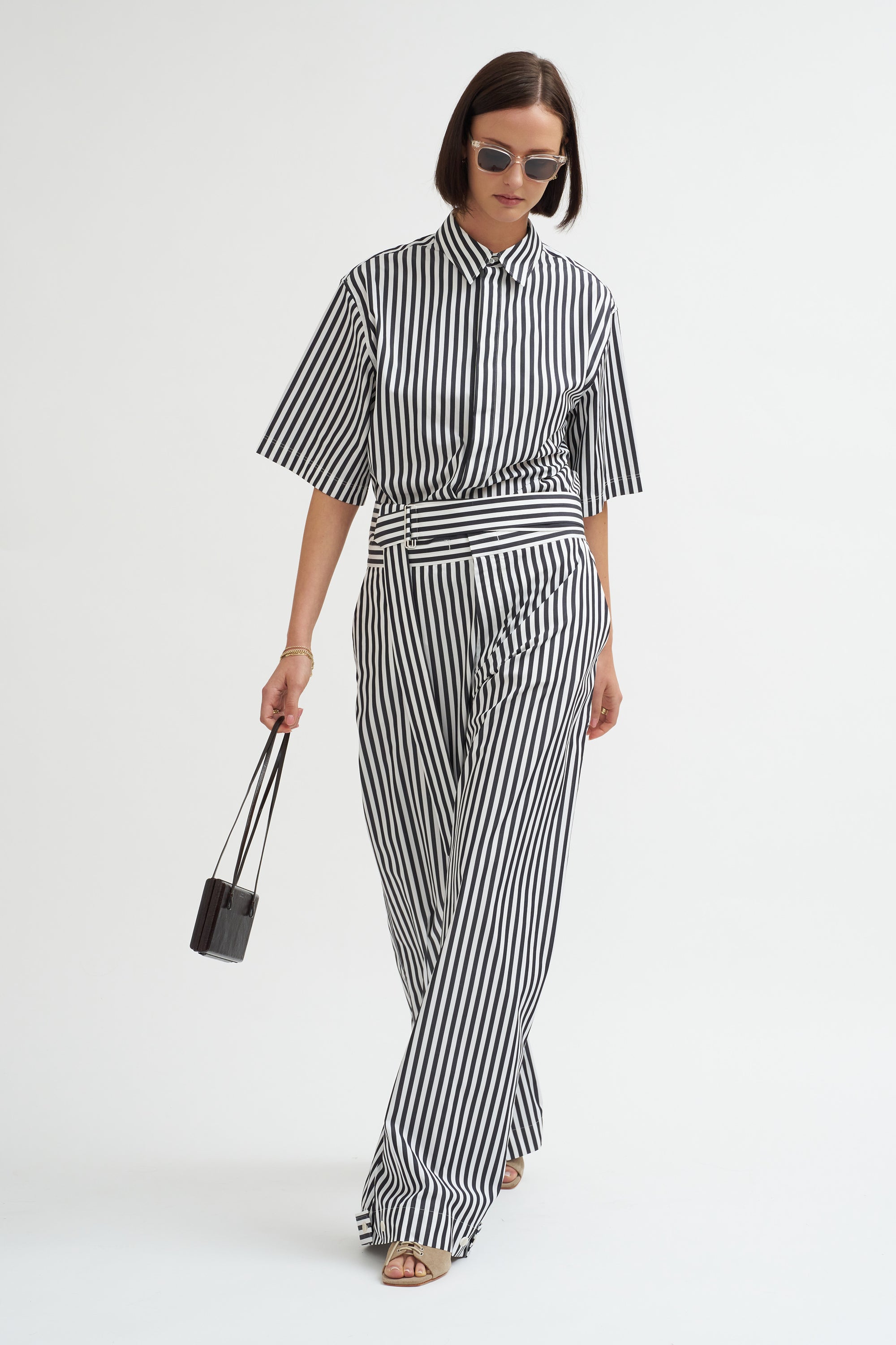 Marcella Short Sleeve Shirt, Black &amp; White