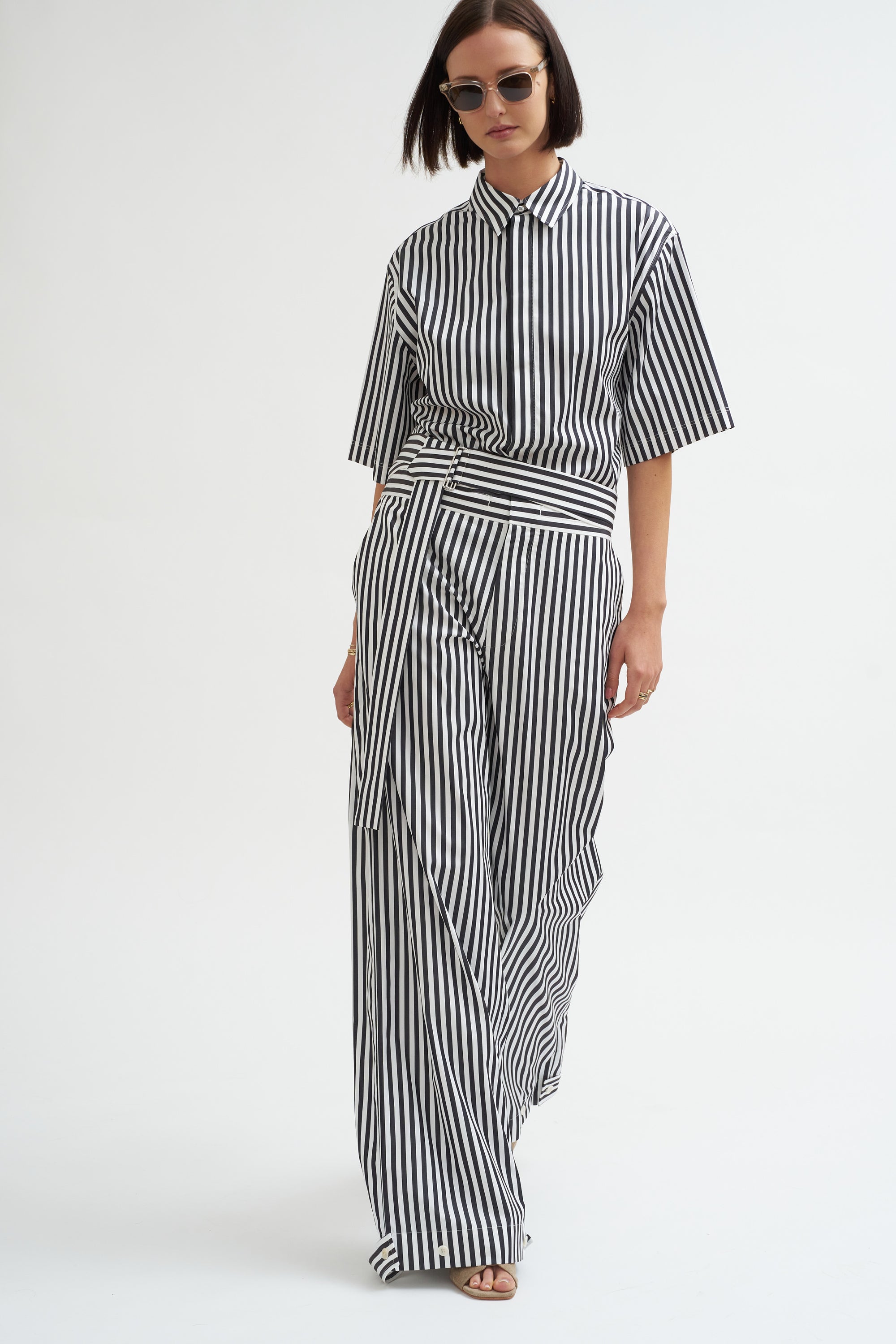 Marcella Short Sleeve Shirt, Black &amp; White