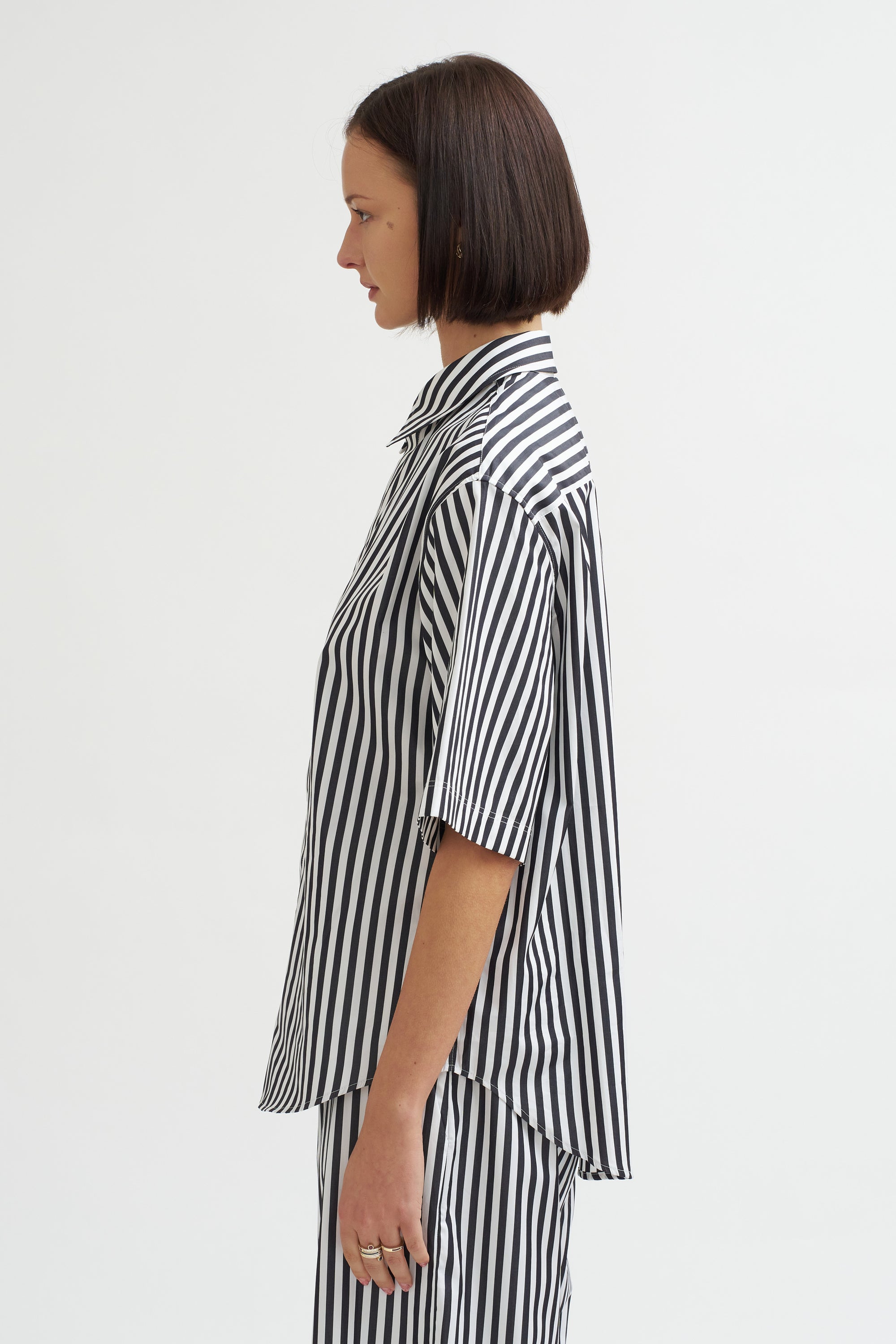 Marcella Short Sleeve Shirt, Black &amp; White