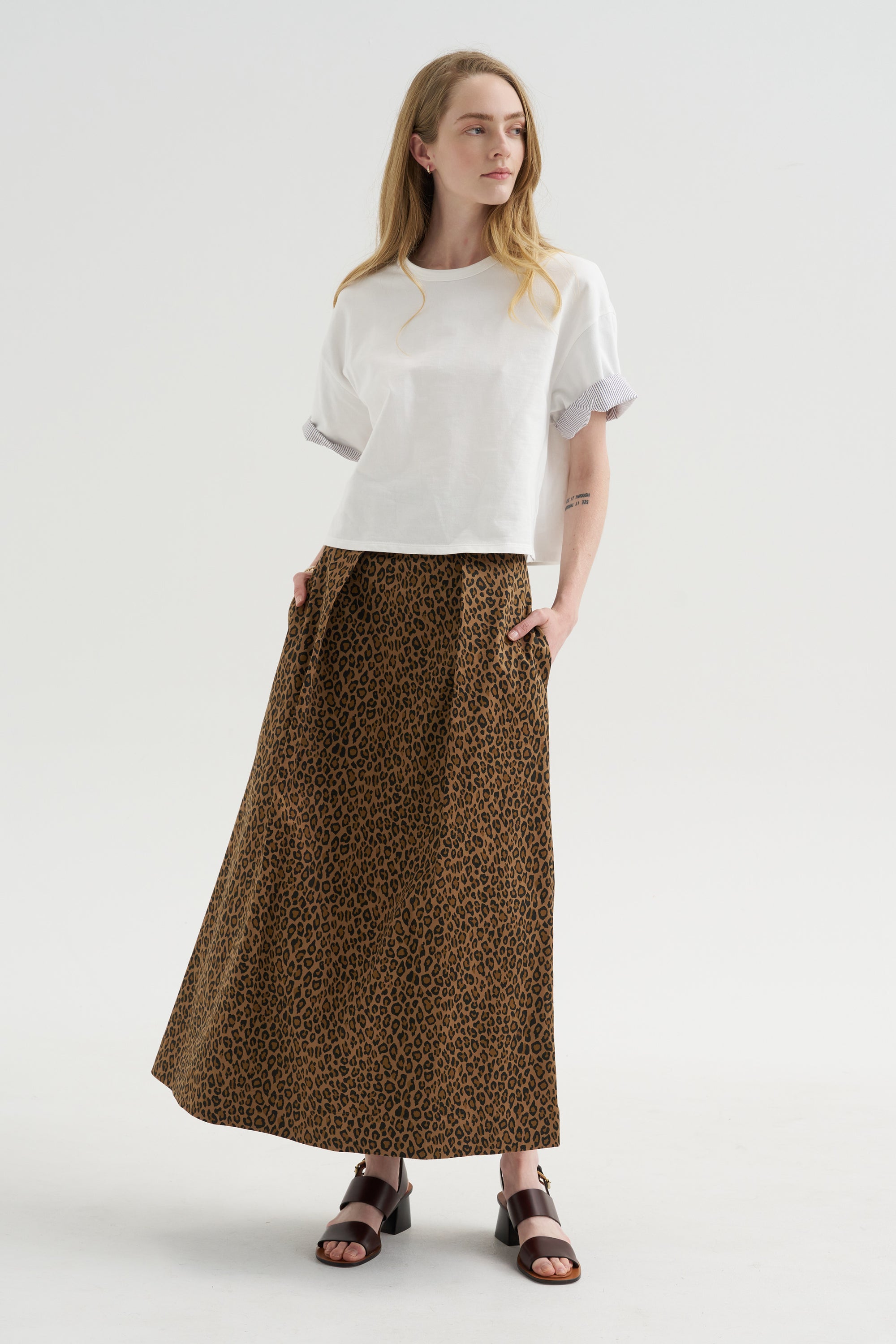 Bogart Midi Skirt, Leopard