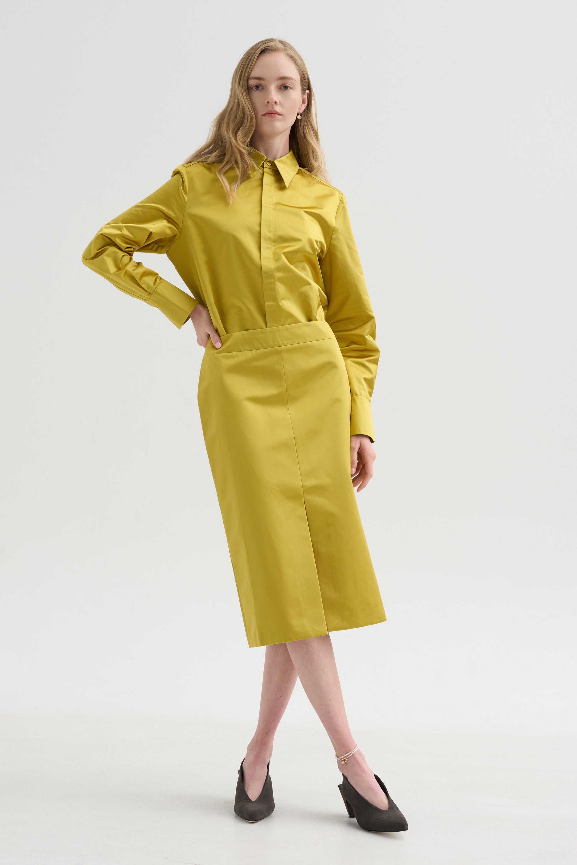 Skirt with Slit, Yellow