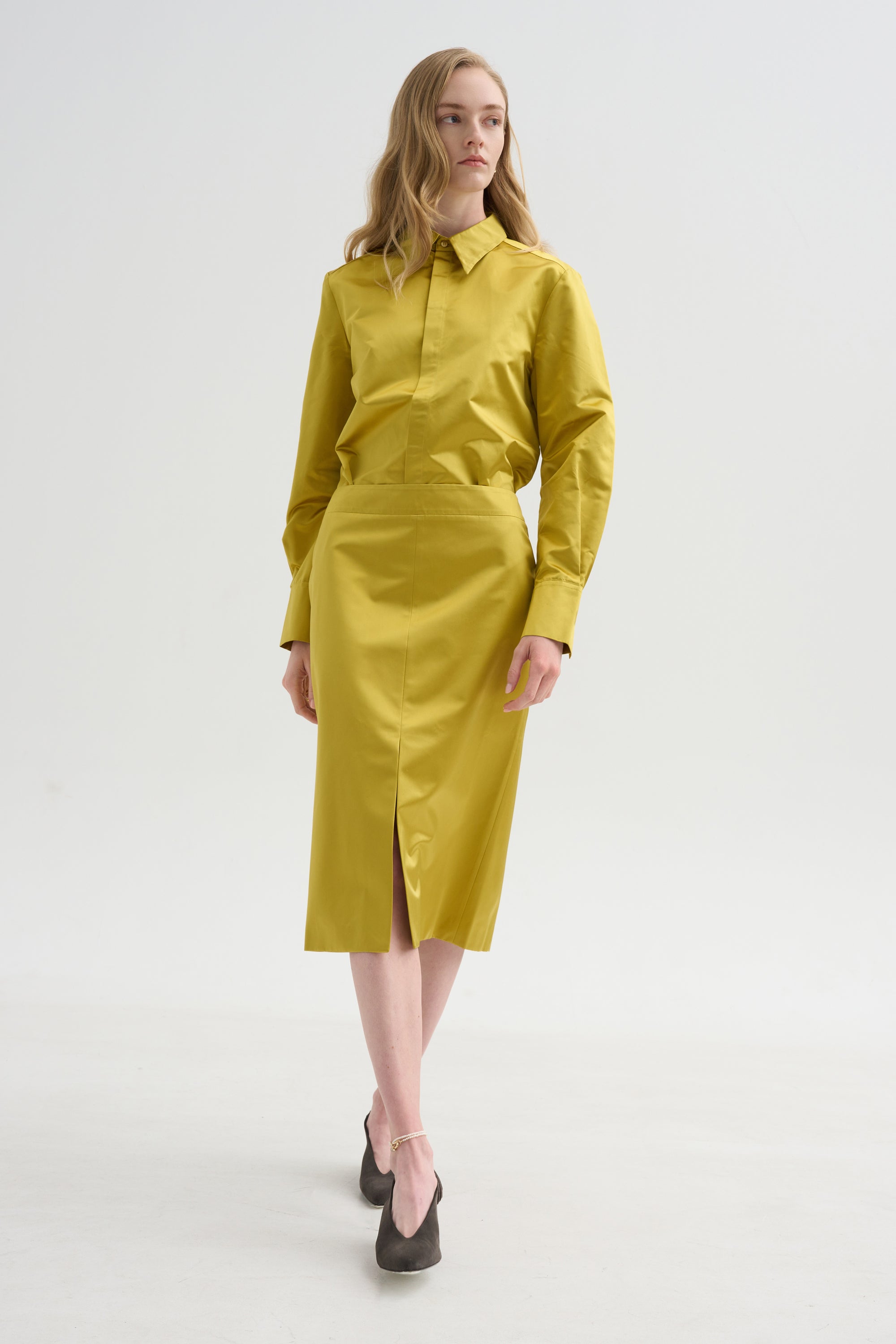 Skirt with Slit, Yellow