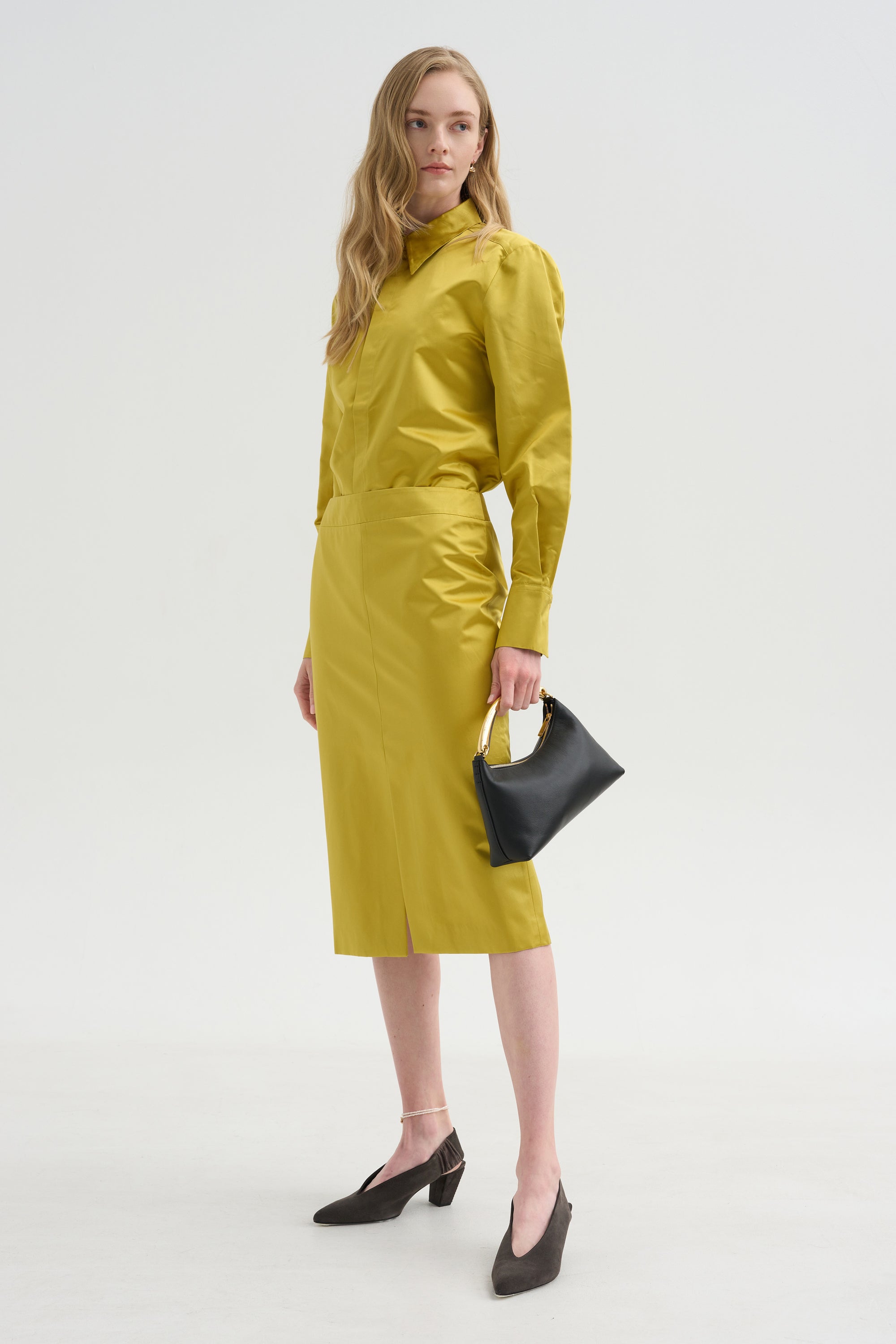 Skirt with Slit, Yellow