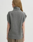 Sleeveless High Neck Top, Medium Grey