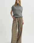 Sleeveless High Neck Top, Medium Grey