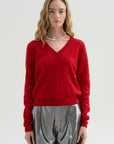 V-Neck Sweater, Red