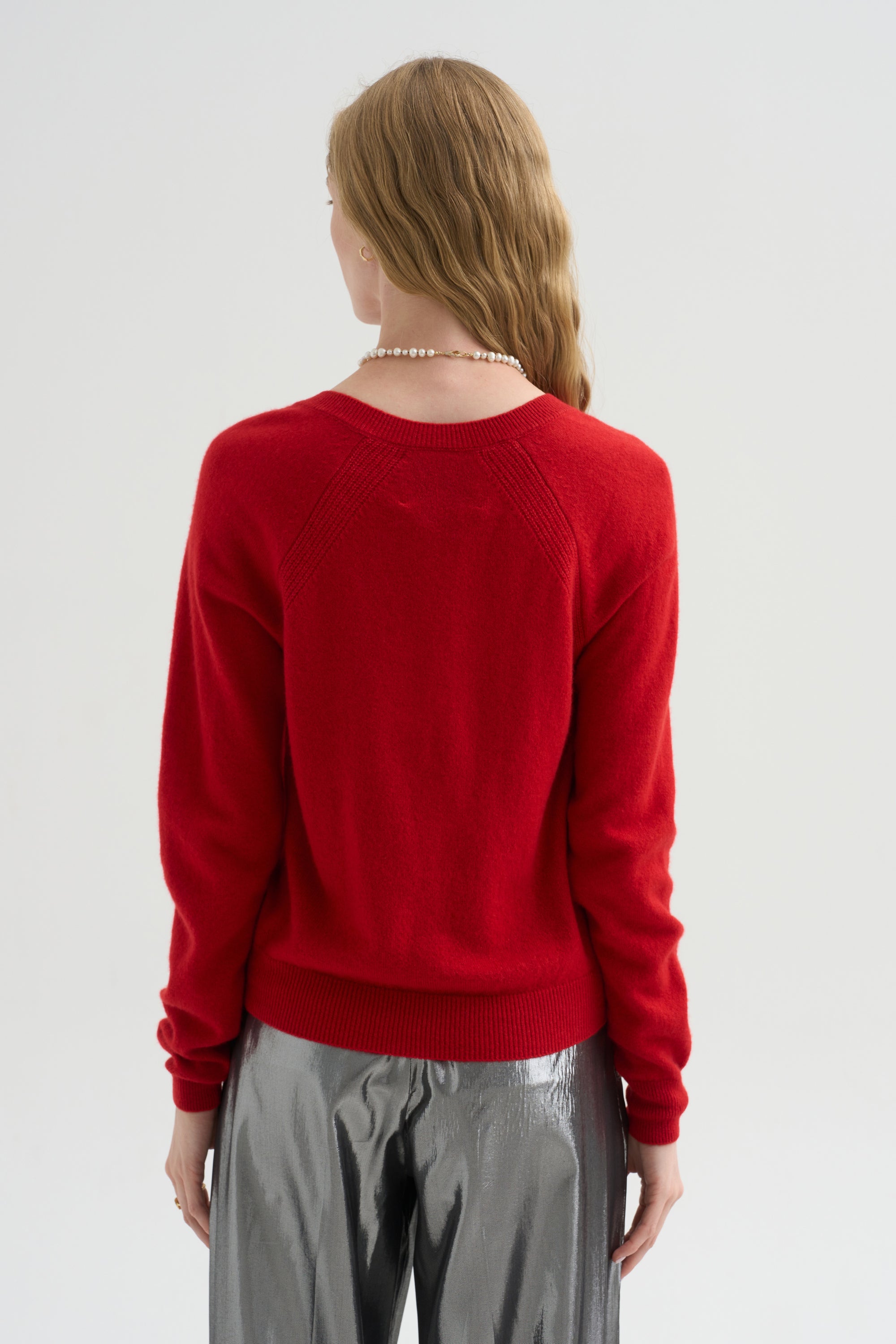 V-Neck Sweater, Red