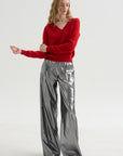 V-Neck Sweater, Red