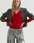 V-Neck Sweater, Red