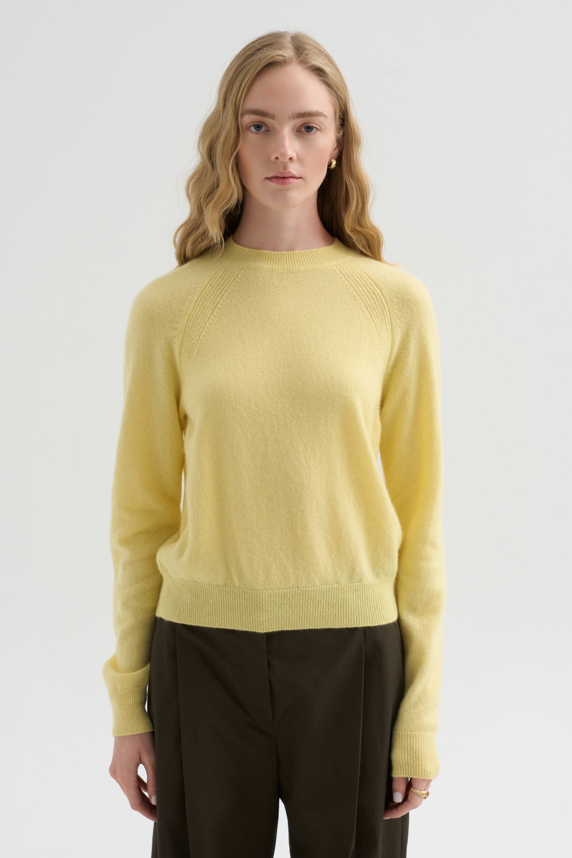 Round Neck Sweater, Light Yellow