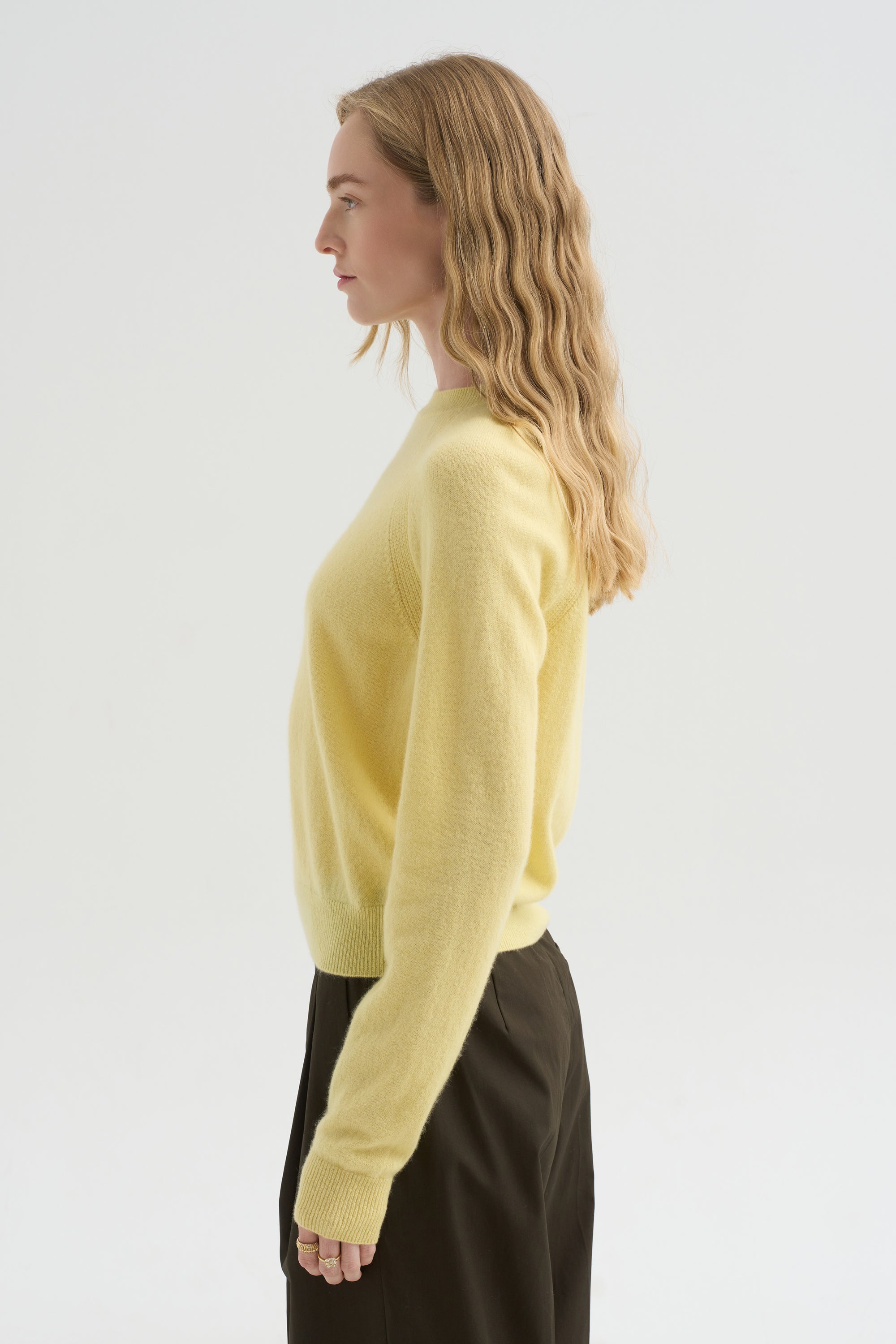 Round Neck Sweater, Light Yellow