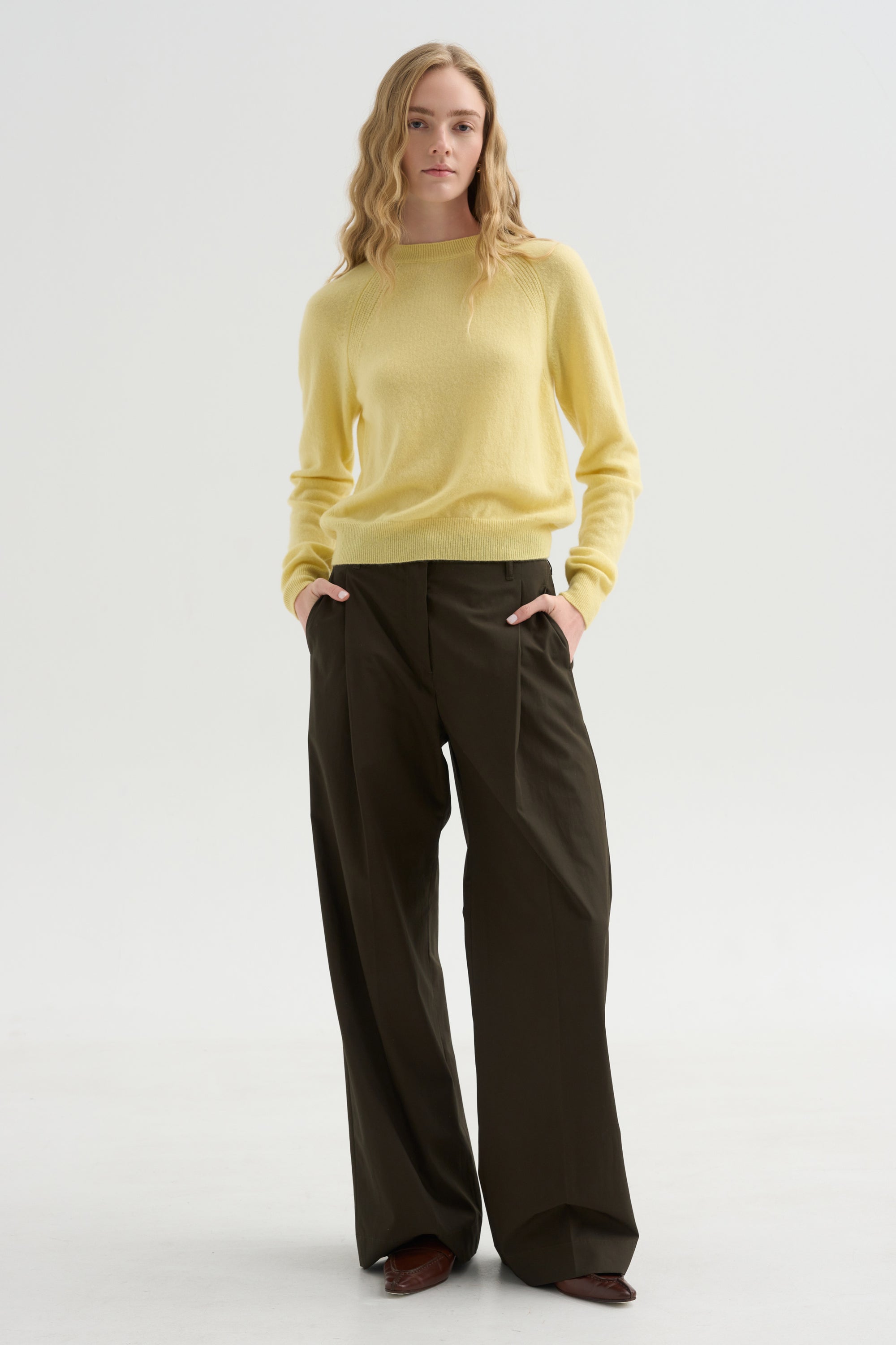 Round Neck Sweater, Light Yellow