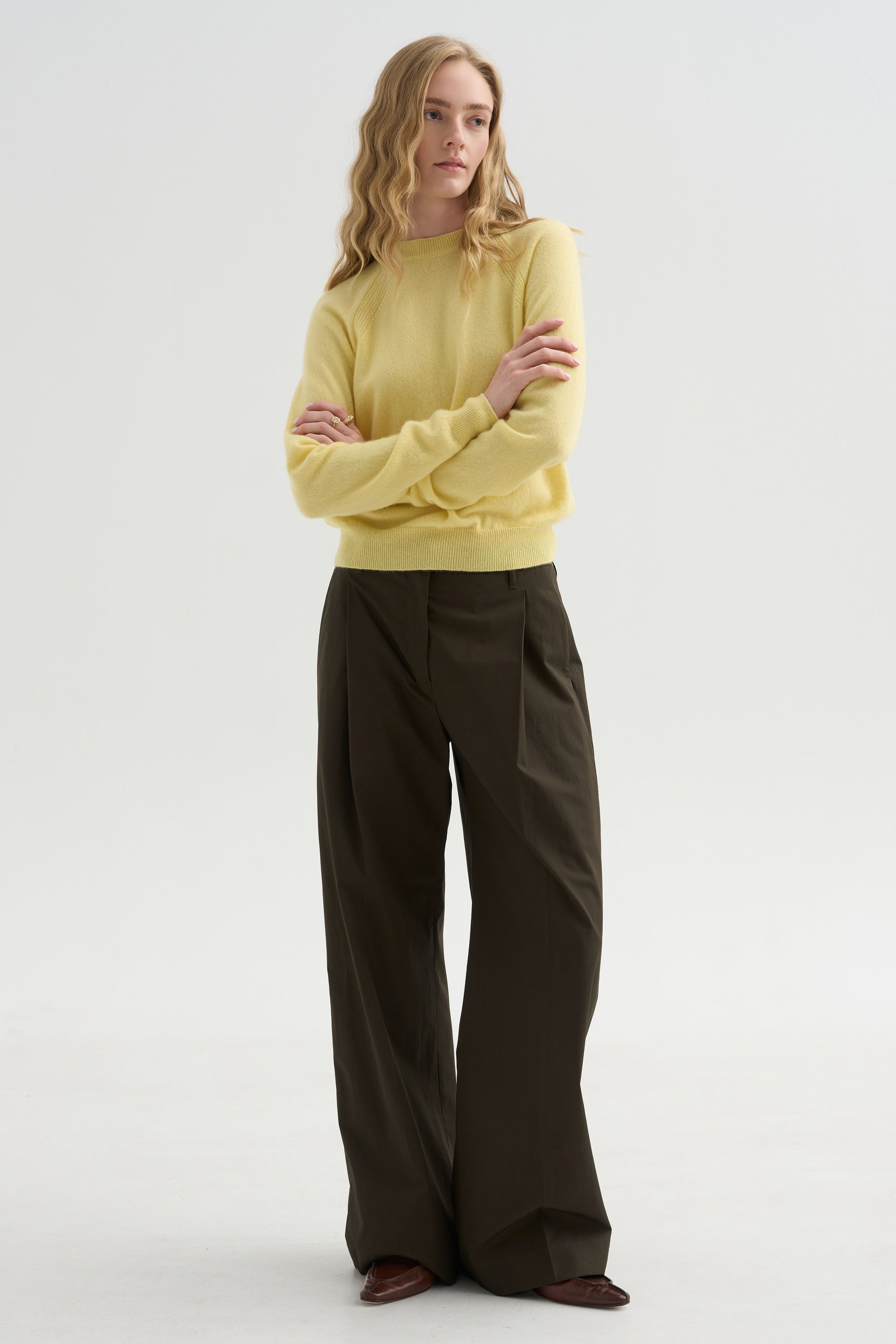 Round Neck Sweater, Light Yellow