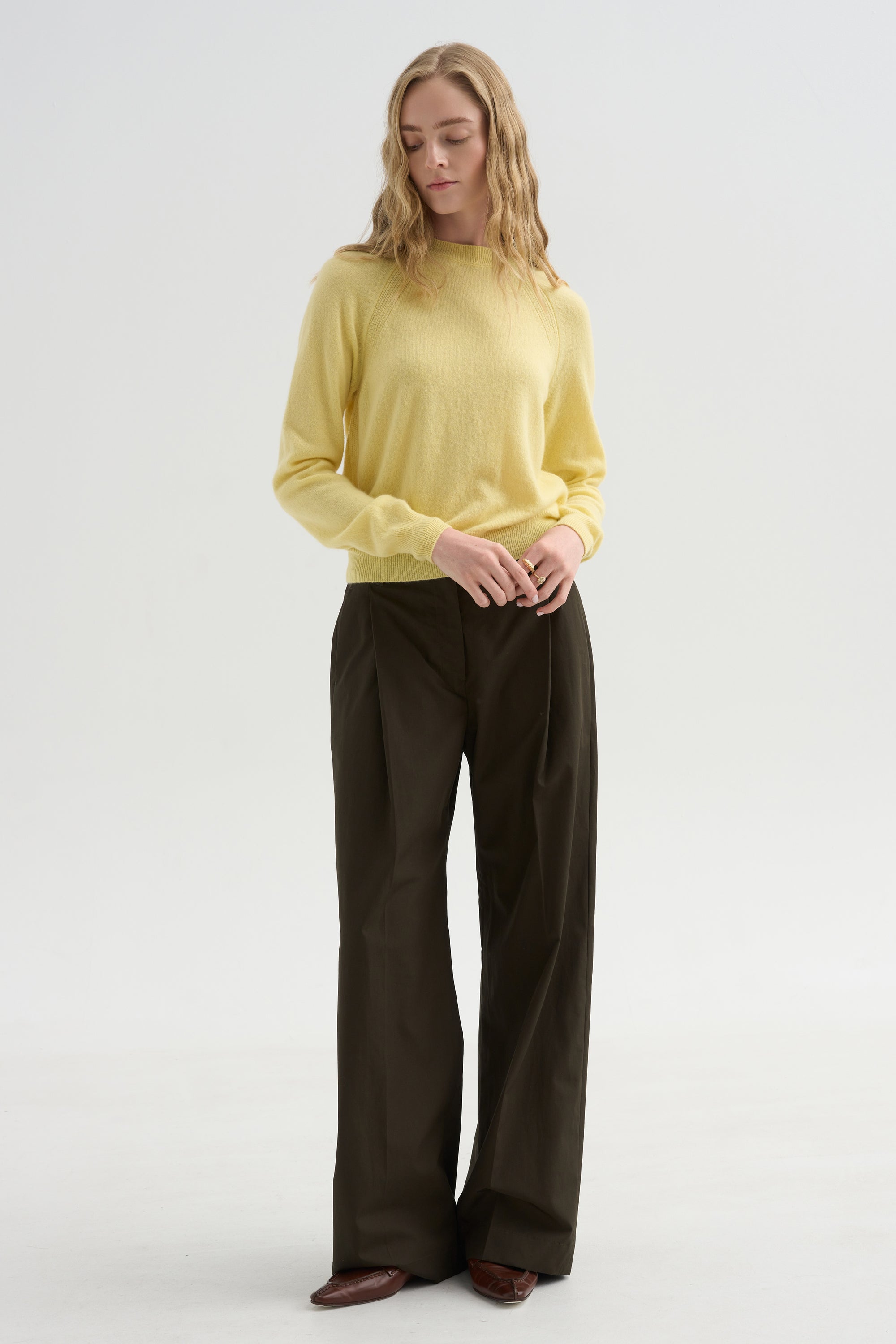 Round Neck Sweater, Light Yellow