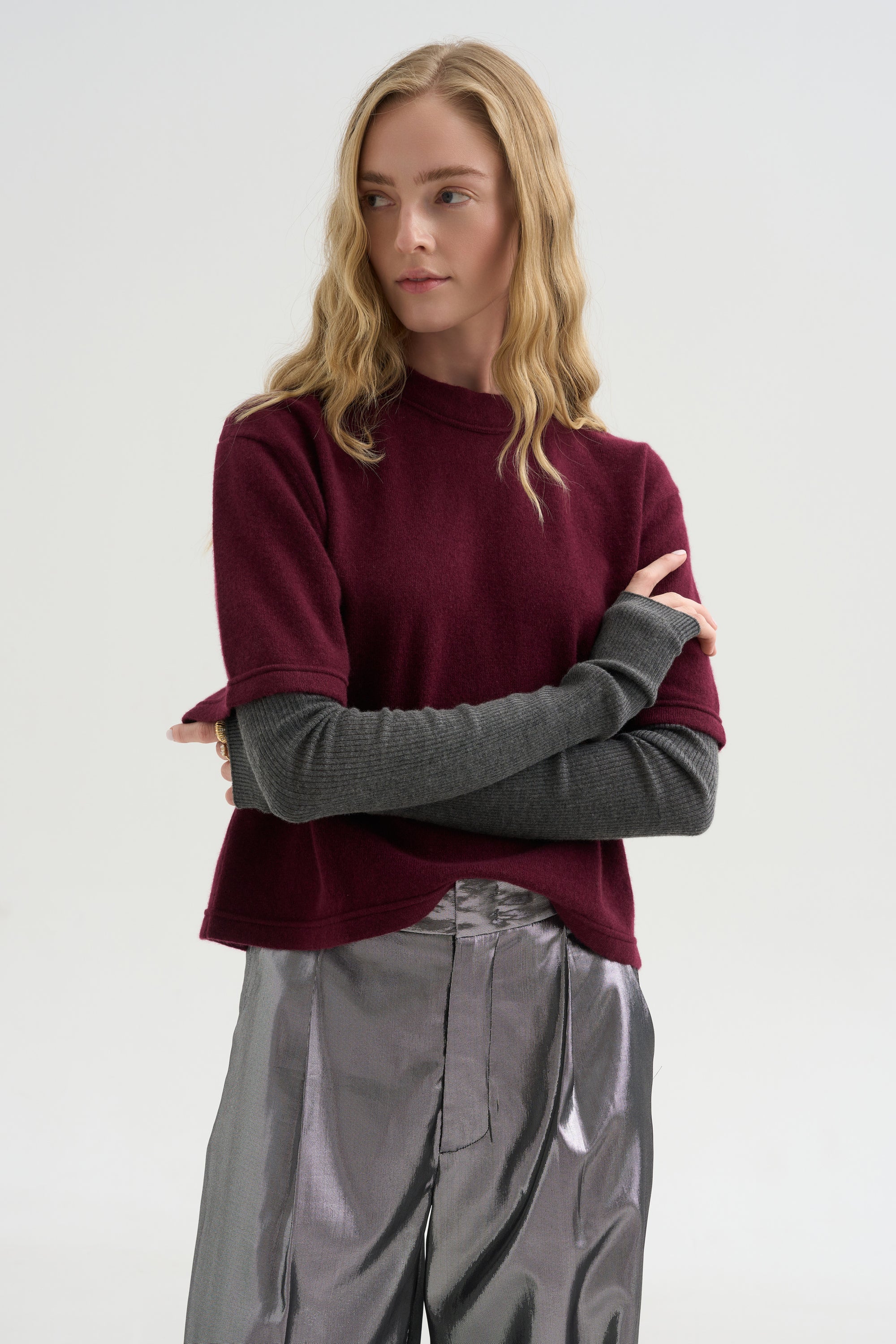 Cropped T-shirt, Bordeaux