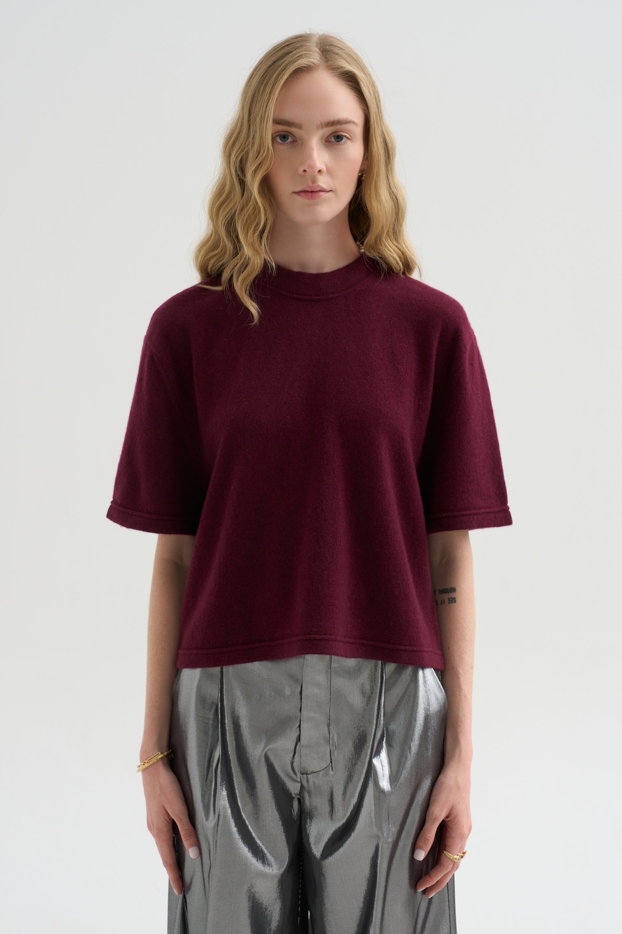 Cropped T-shirt, Bordeaux