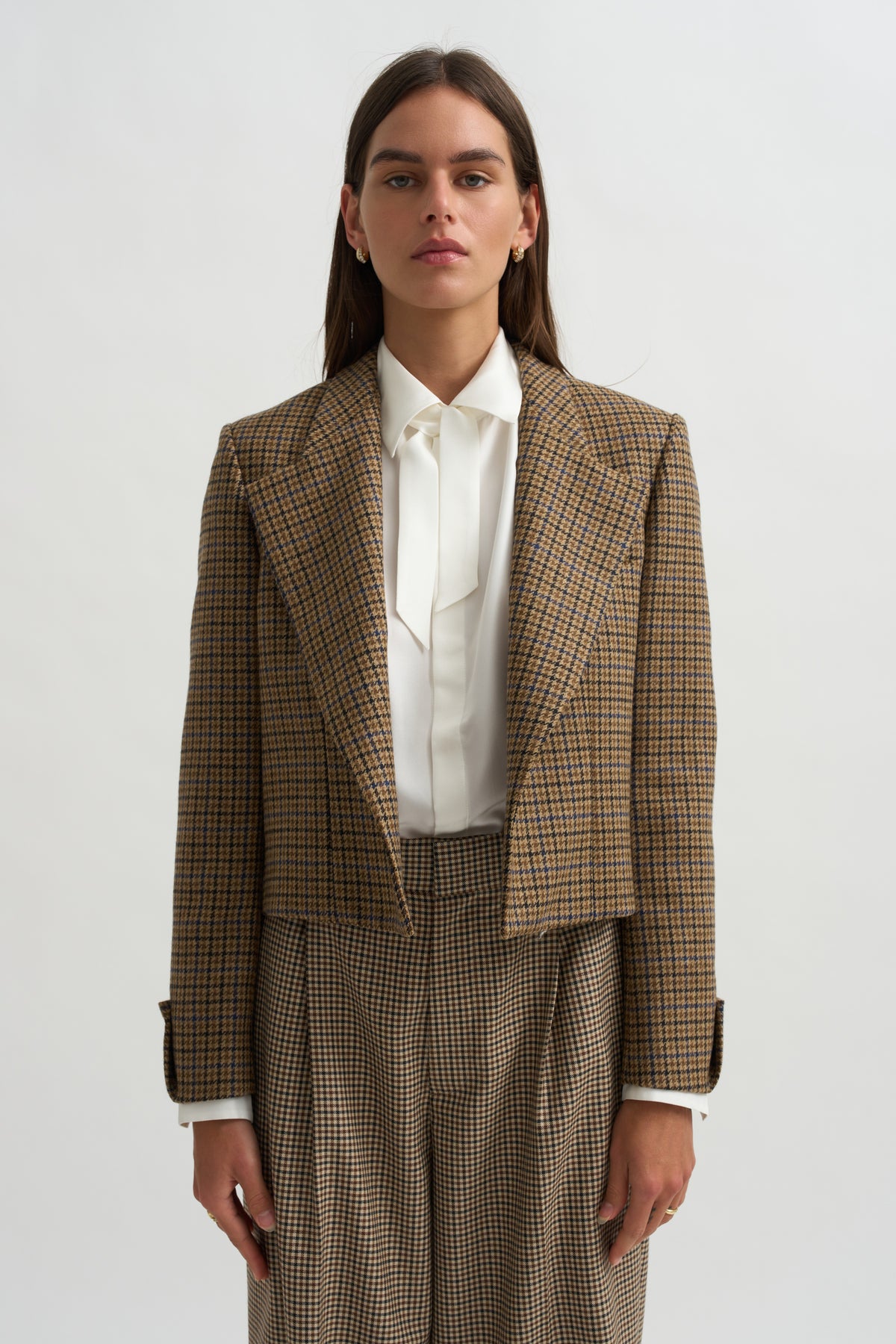 Lauren Cropped Jacket, Camel Check