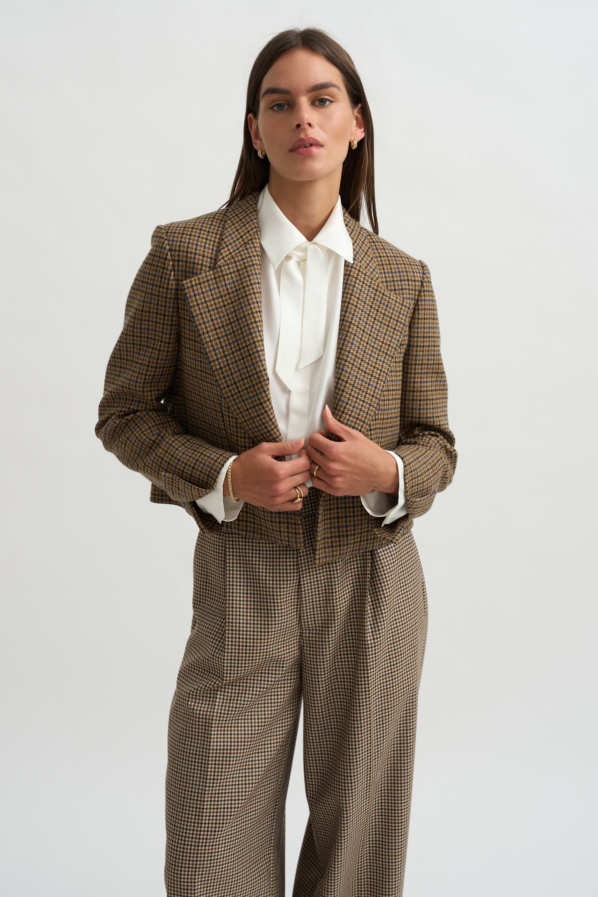 Lauren Cropped Jacket, Camel Check