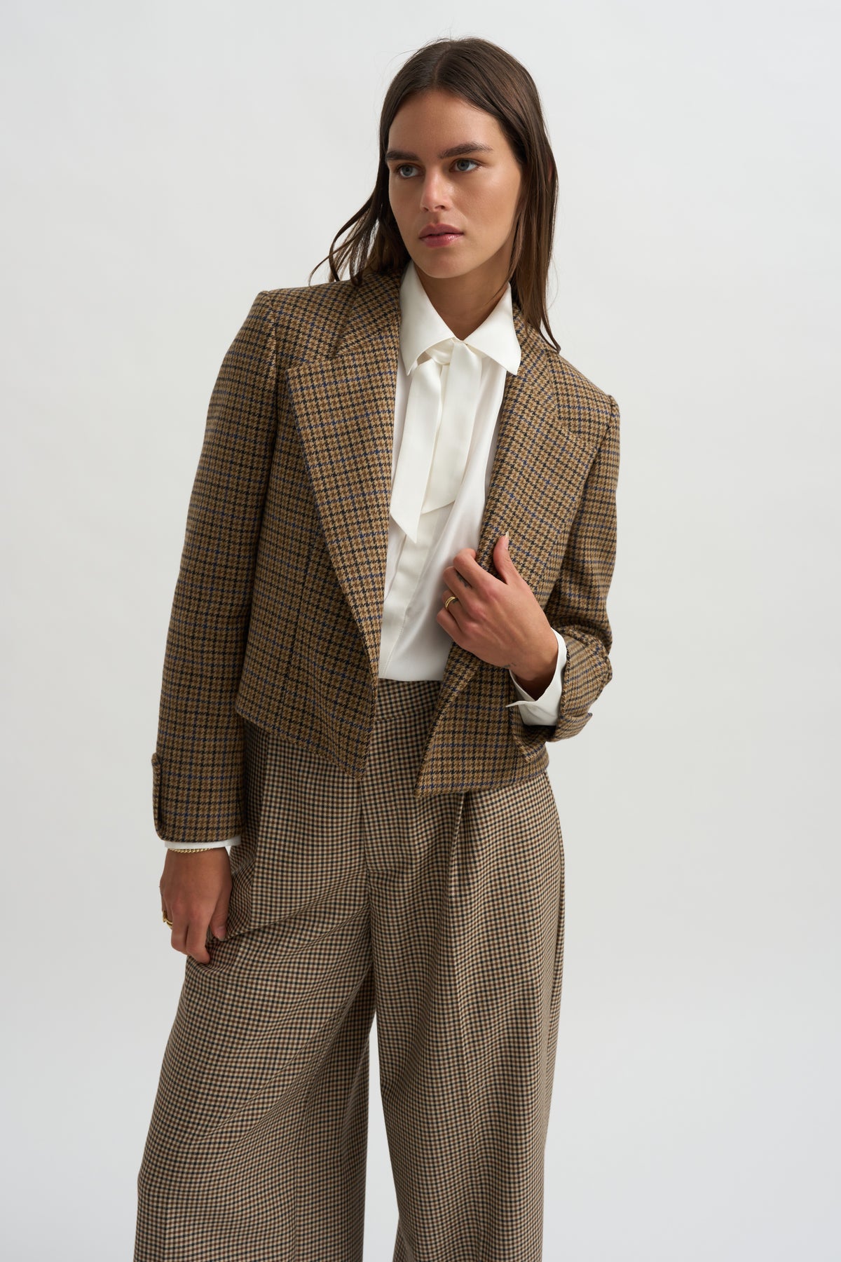 Lauren Cropped Jacket, Camel Check
