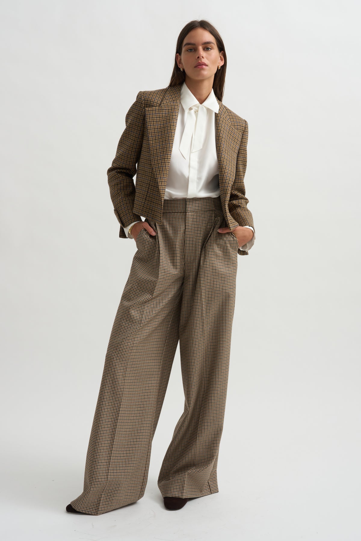 Lauren Cropped Jacket, Camel Check
