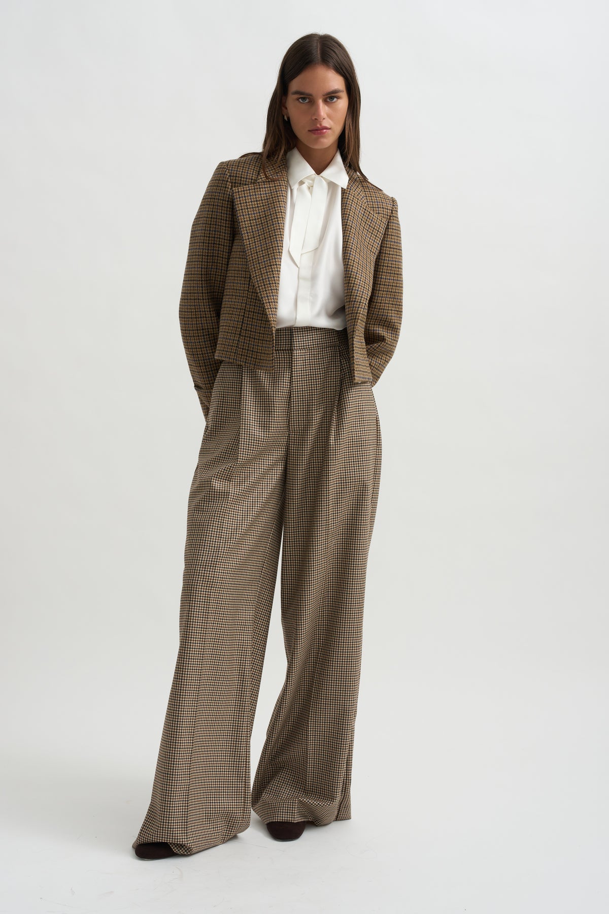 Lauren Cropped Jacket, Camel Check