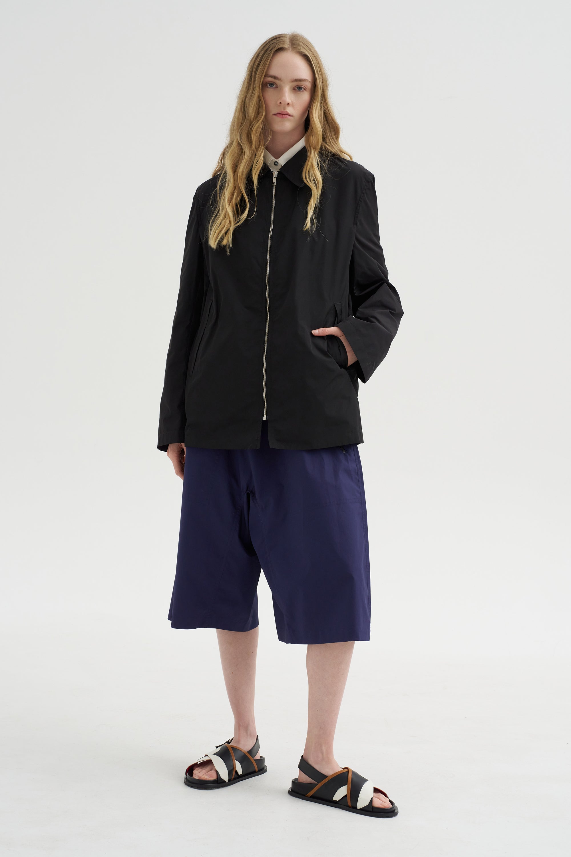 Car Pota - Taffeta Zip Shirt Jacket, Black