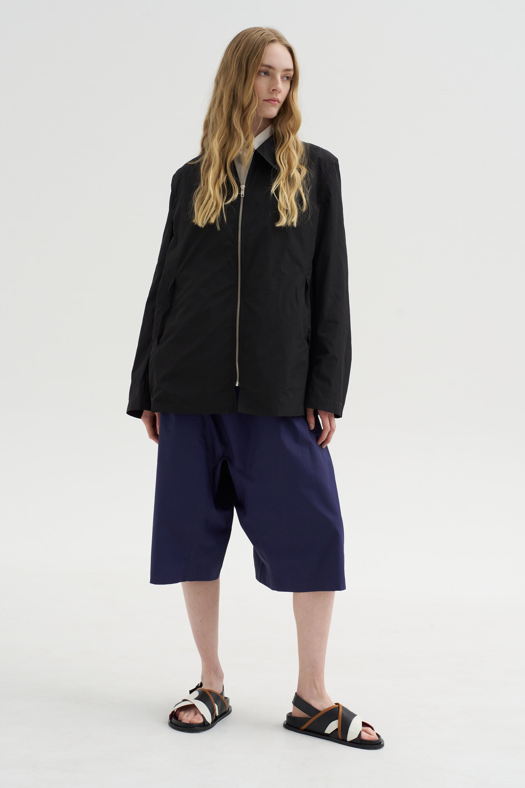 Car Pota - Taffeta Zip Shirt Jacket, Black