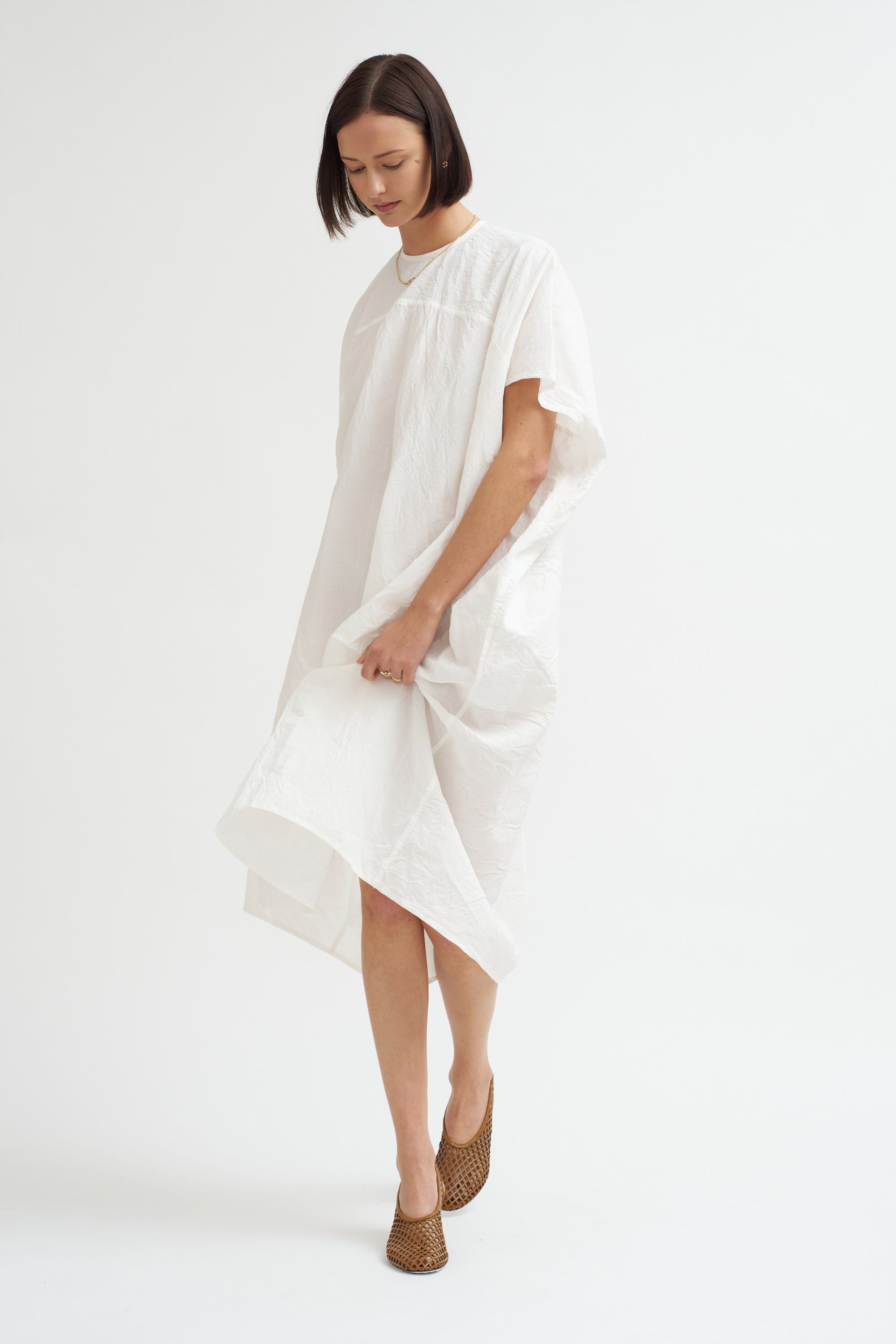 Linen Cotton Dress, Off White