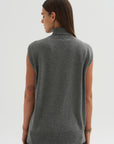 Cashmere Sleeveless Turtleneck, Metal Melange