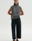 Cashmere Sleeveless Turtleneck, Metal Melange