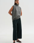 Cashmere Sleeveless Turtleneck, Metal Melange