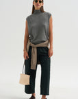 Cashmere Sleeveless Turtleneck, Metal Melange