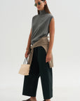 Cashmere Sleeveless Turtleneck, Metal Melange