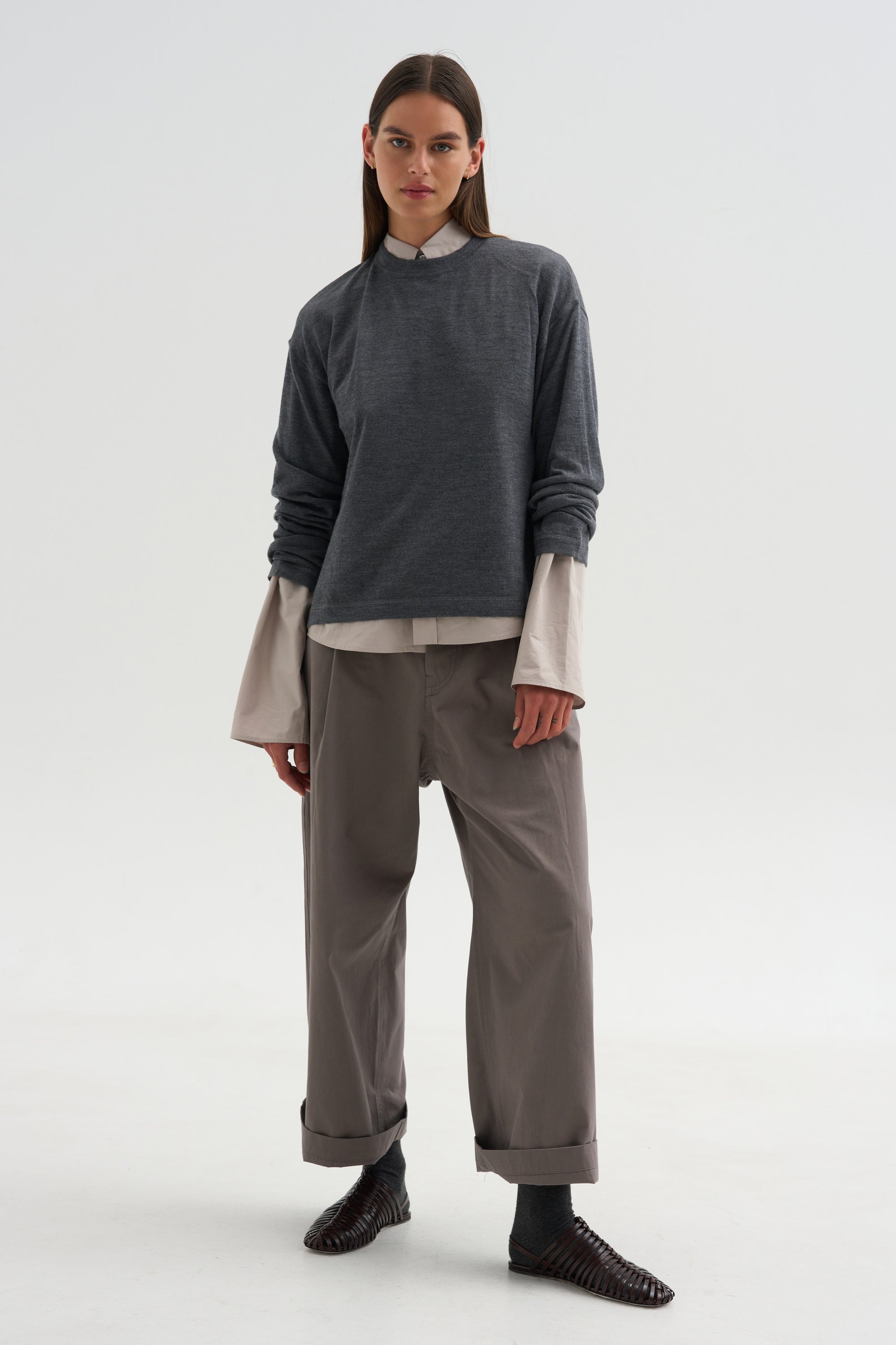 Ultrafine Merino Longsleeve Sweater, Steel