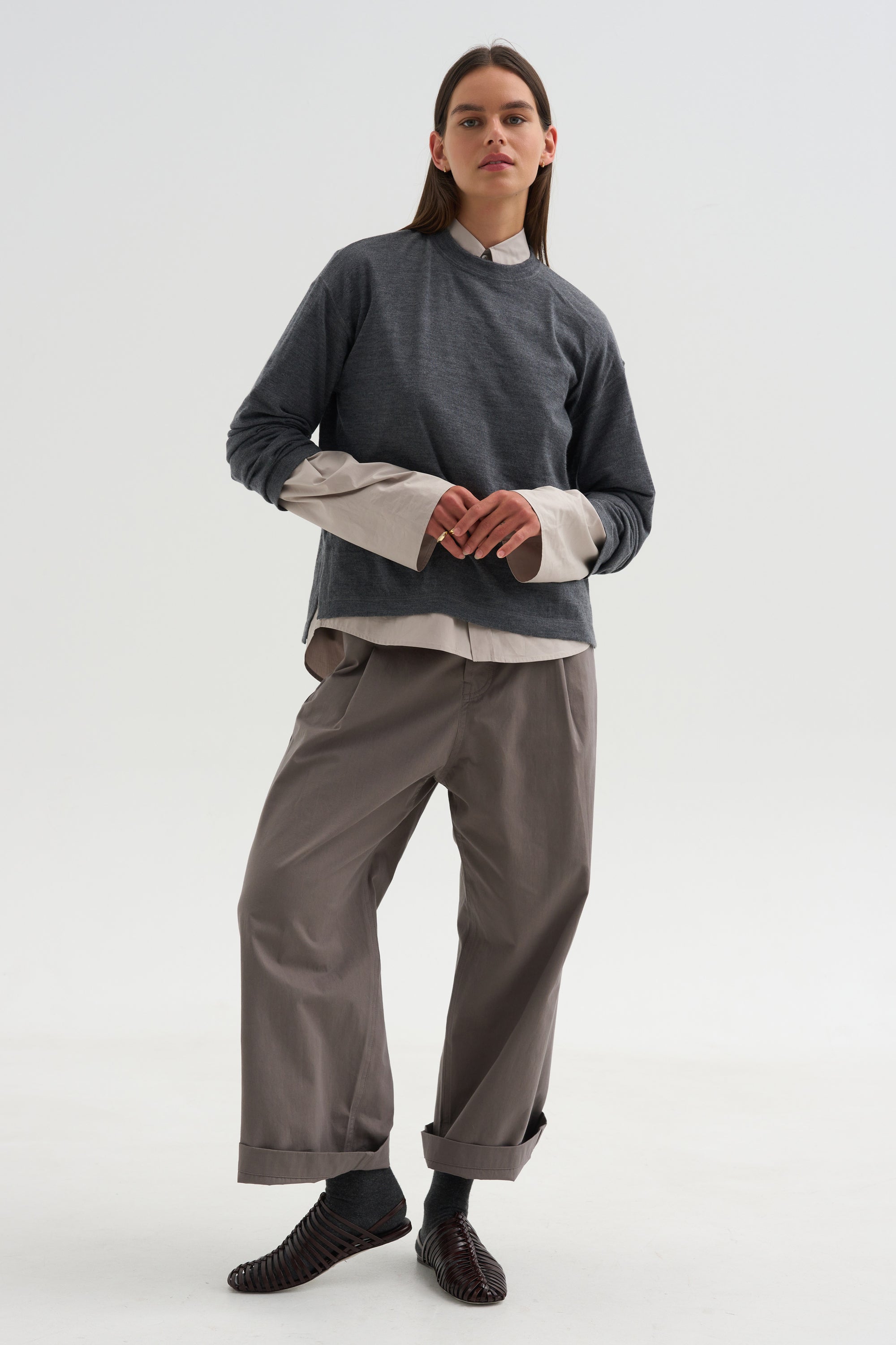 Ultrafine Merino Longsleeve Sweater, Steel