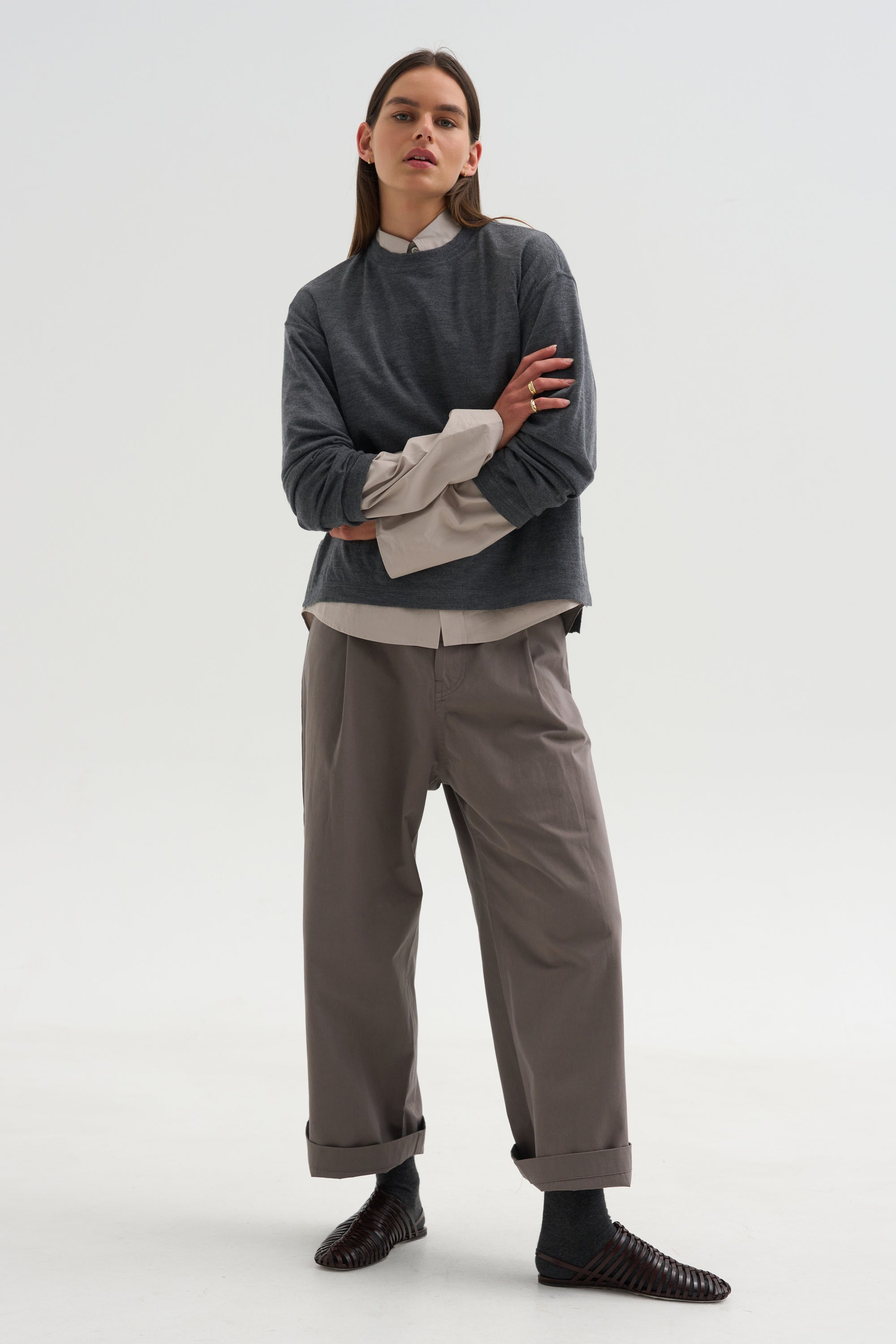 Ultrafine Merino Longsleeve Sweater, Steel