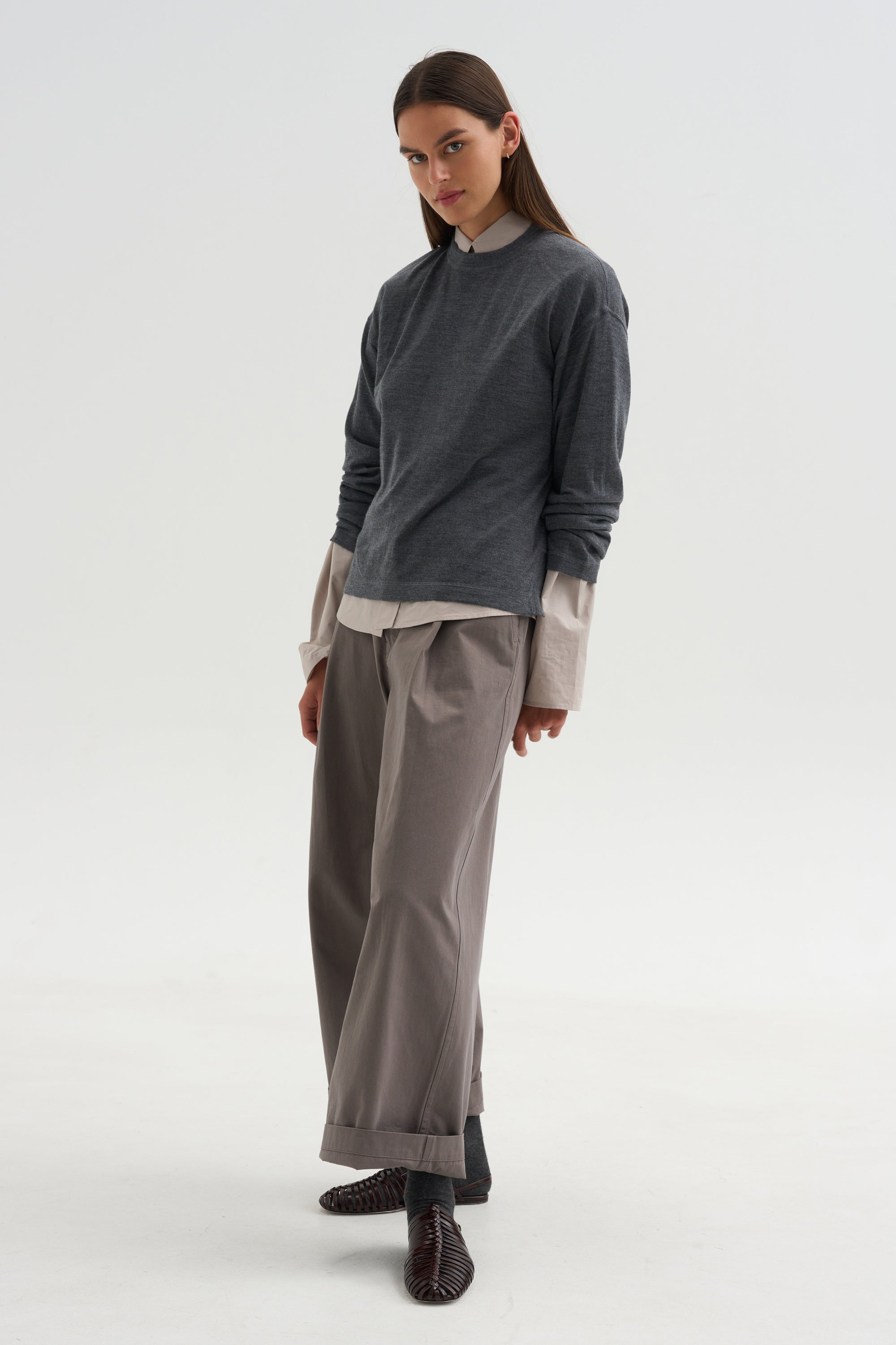 Ultrafine Merino Longsleeve Sweater, Steel