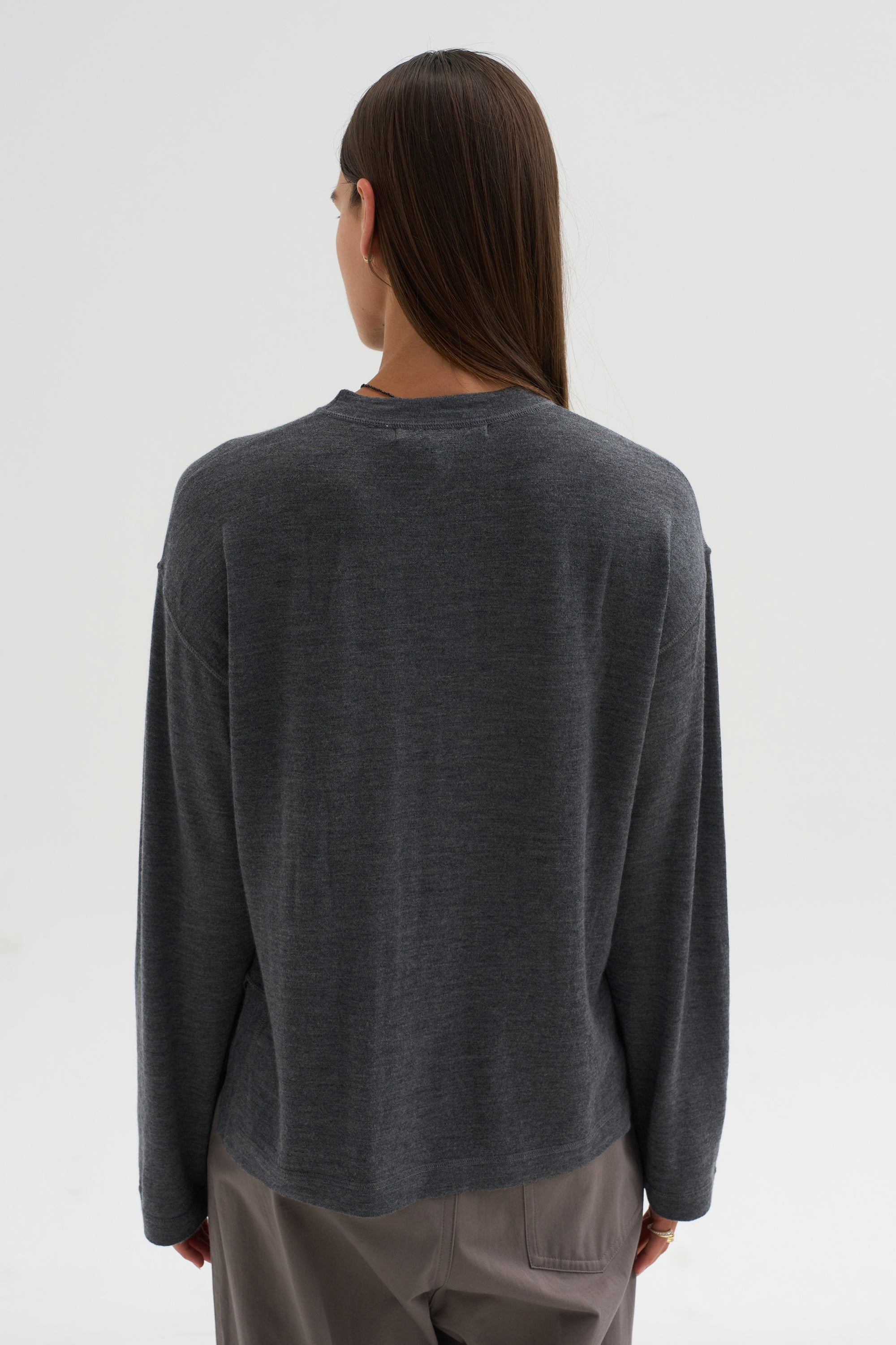 Ultrafine Merino Longsleeve Sweater, Steel