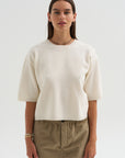Superfine Wool Shortsleeve Sweater, Wool White