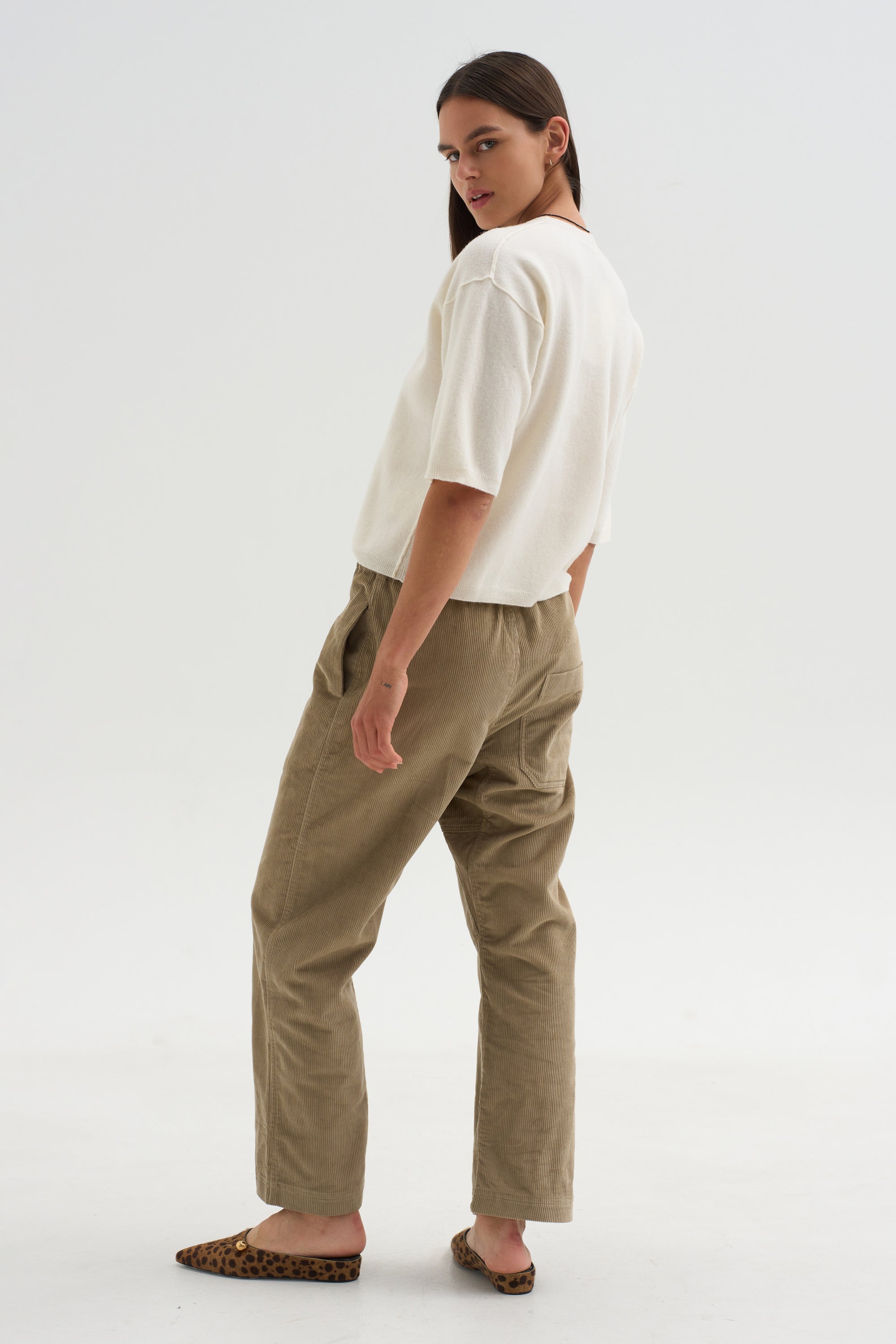 Superfine Wool Shortsleeve Sweater, Wool White