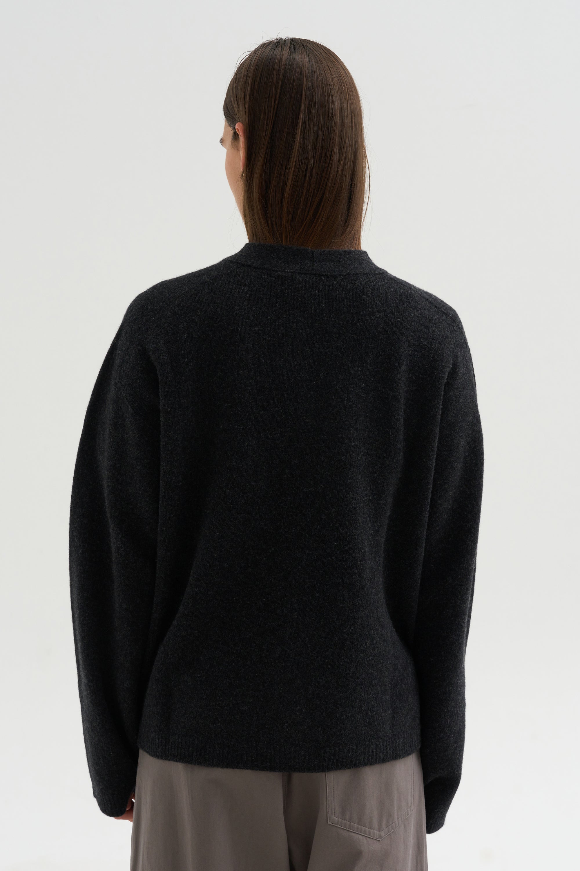 Superfine Wool Cardigan, Anthracite