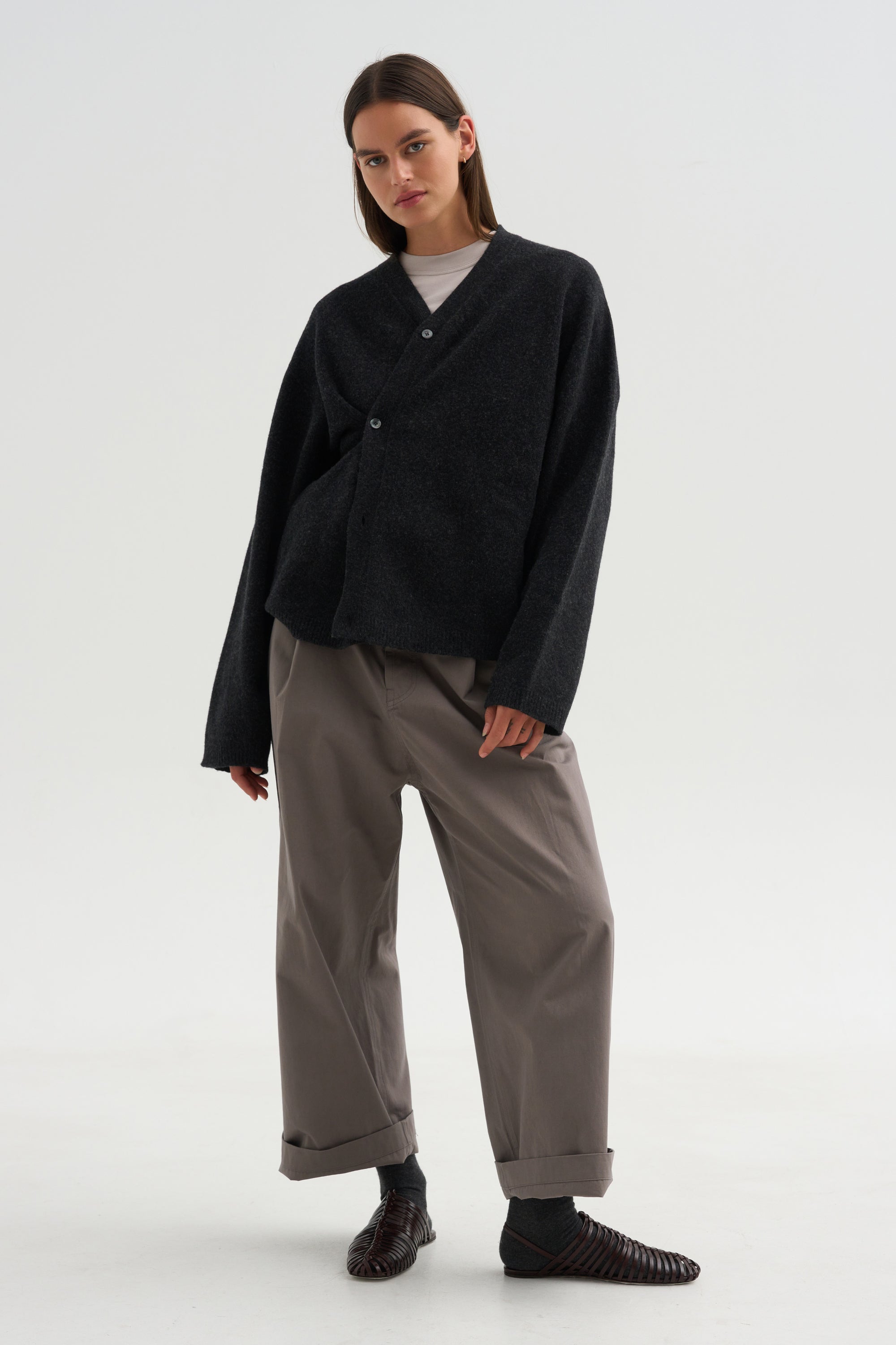 Superfine Wool Cardigan, Anthracite