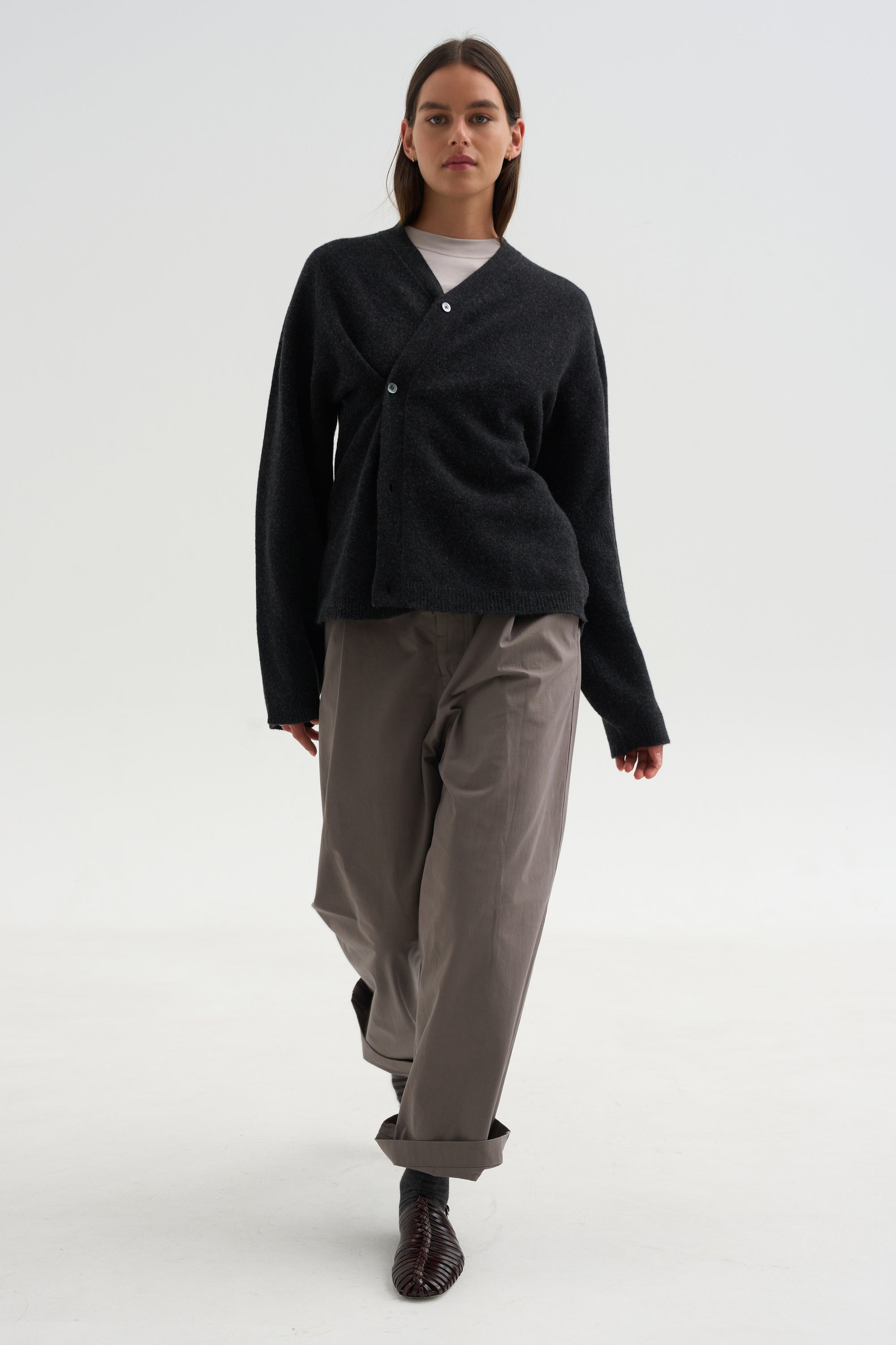 Superfine Wool Cardigan, Anthracite