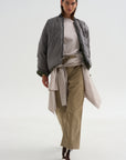 Down Filled Bomber, Charcoal/Khaki