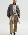 Down Filled Bomber, Charcoal/Khaki