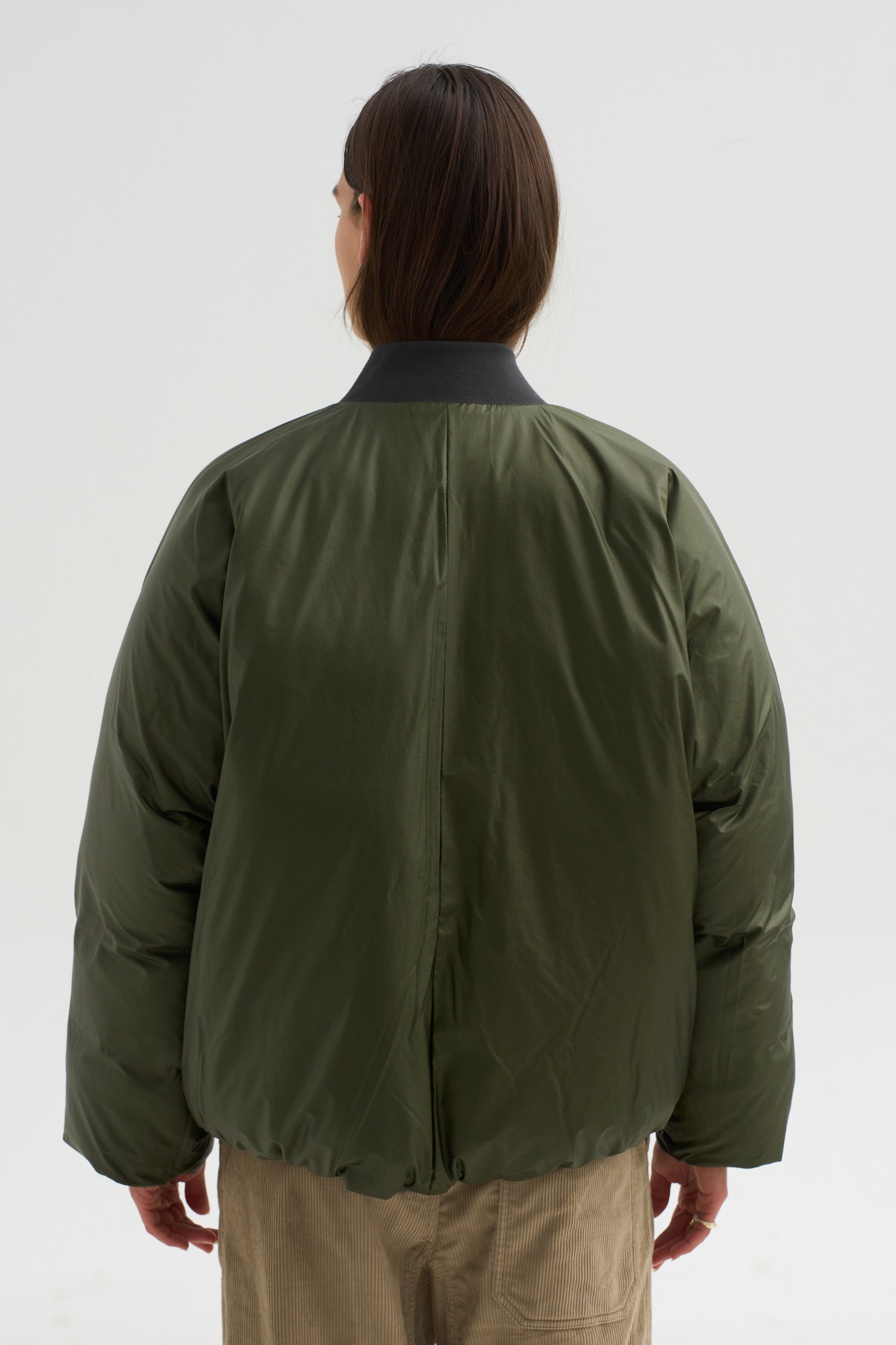 Down Filled Bomber, Charcoal/Khaki