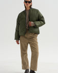 Down Filled Bomber, Charcoal/Khaki